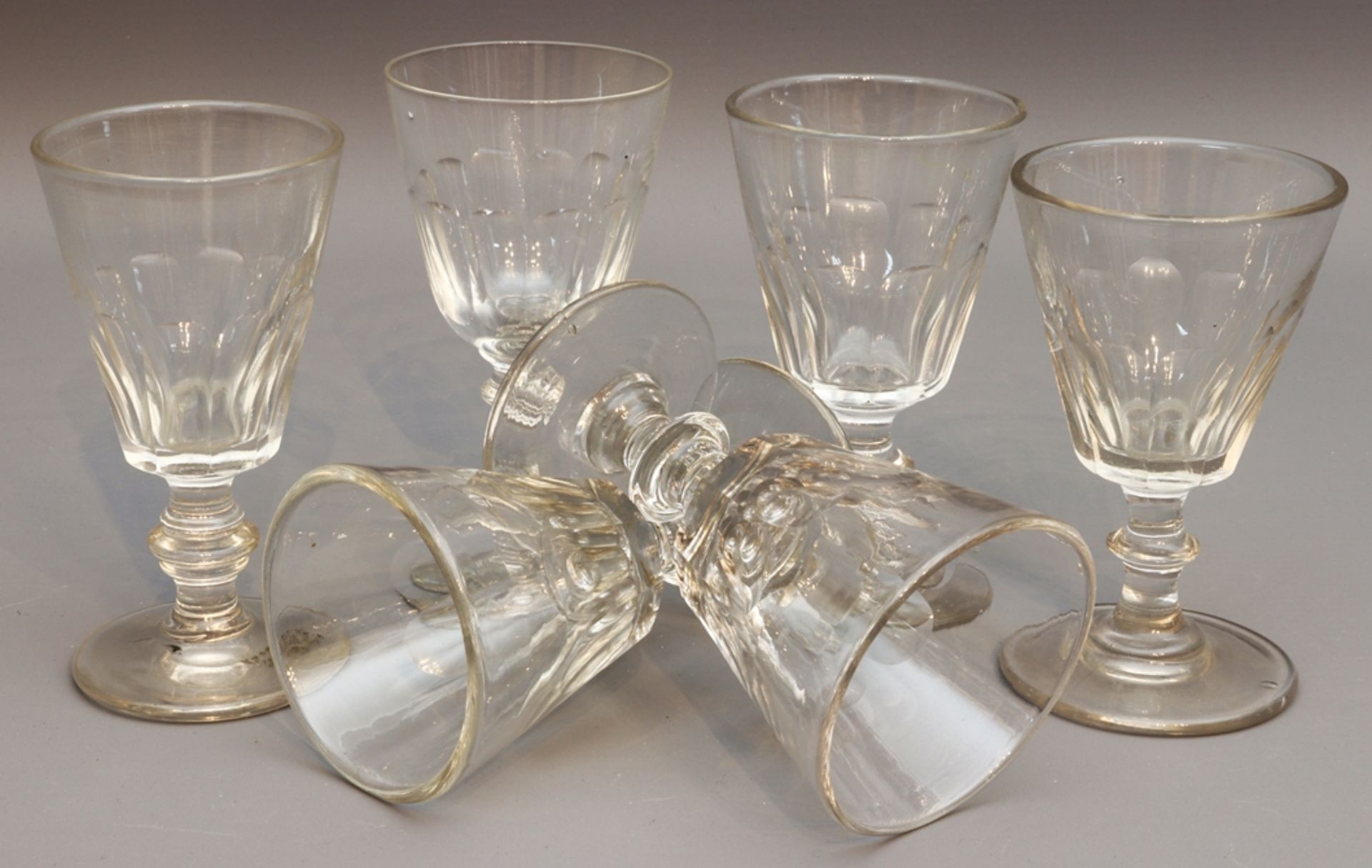 Six Biedermeier sweet wine glasses circa 1840-1860, German