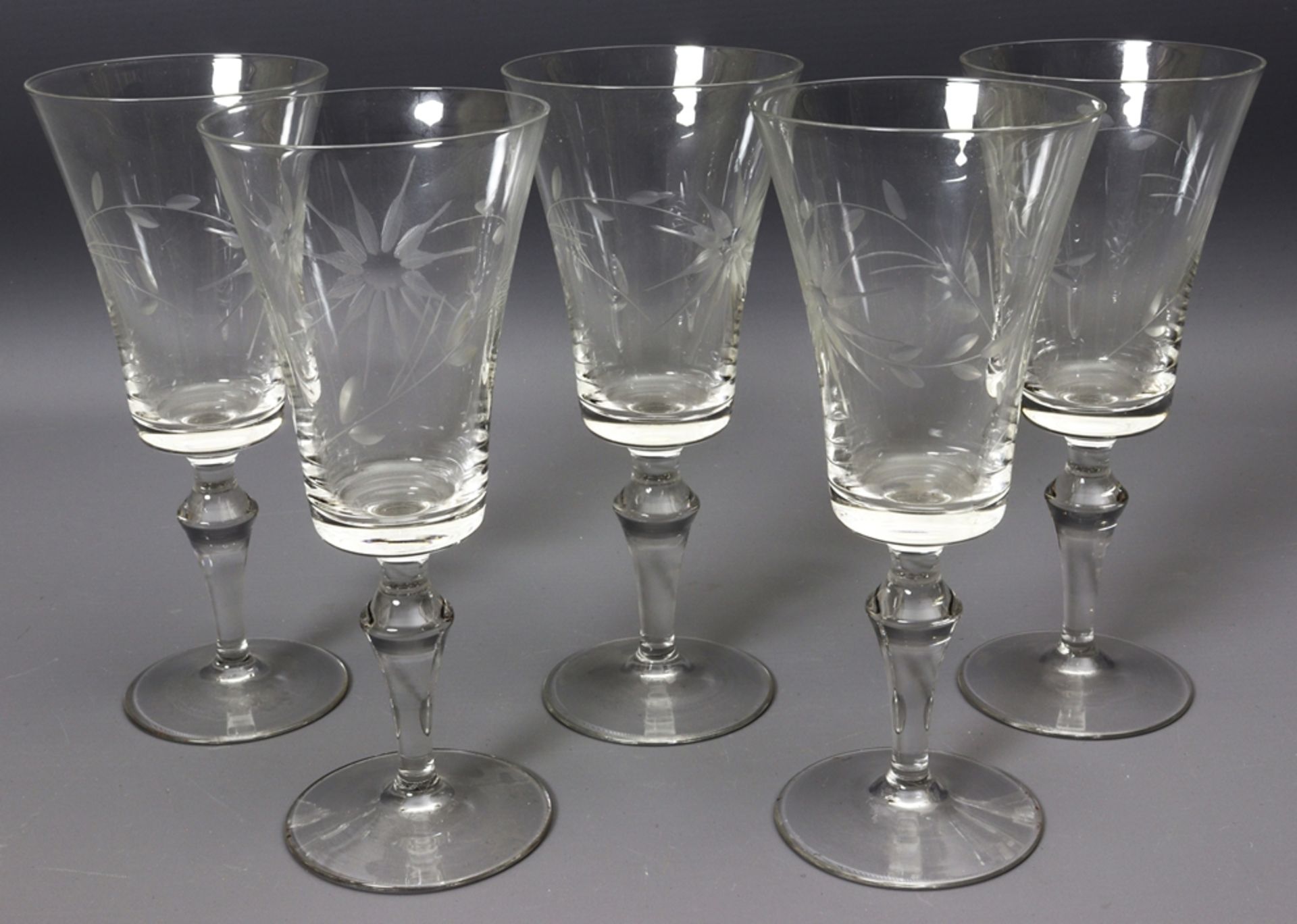 Set - five champagne flutes, early 20th c., German