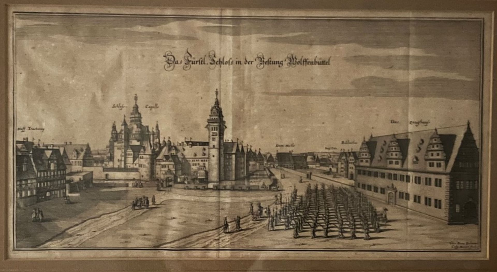 Copper engraving, Wolfenbüttel Castle and Fortress, 17th century, German