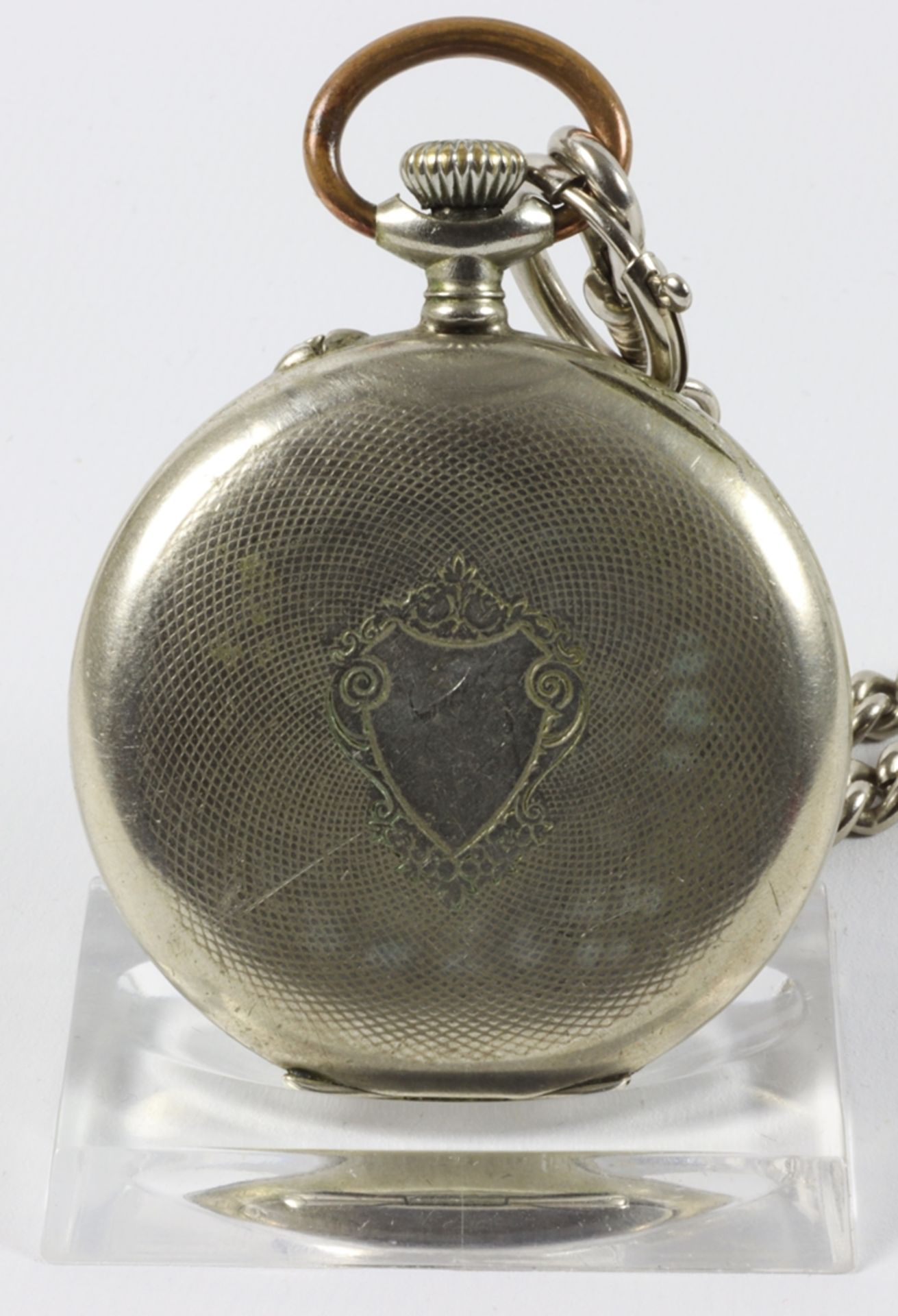 Silver gentleman's pocket watch with chain, historicism 1900 - 1920, German - Image 4 of 4