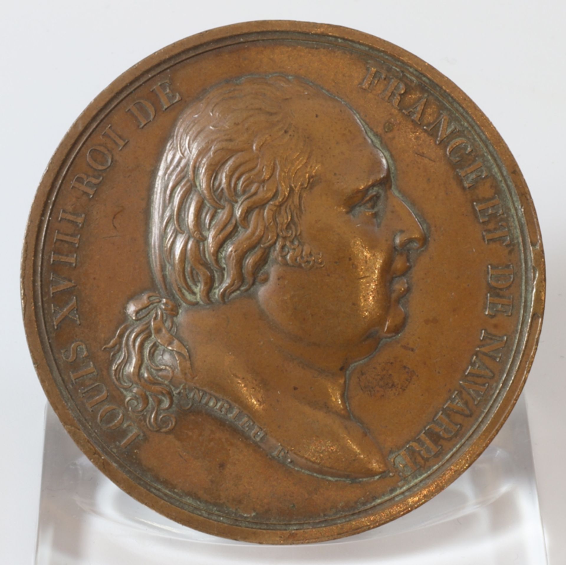 Bronze medal, Louis the 18th Roi de France, 19th century