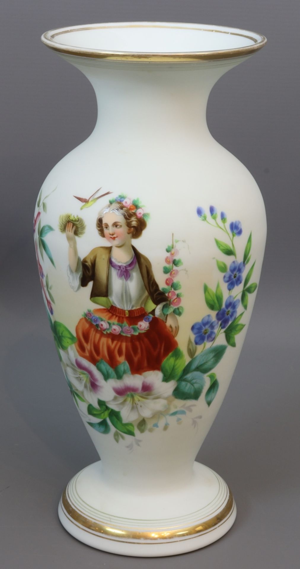 Pair of milk glass Biedermeier vases, Bohemia first half of the 19th century. - Image 4 of 5