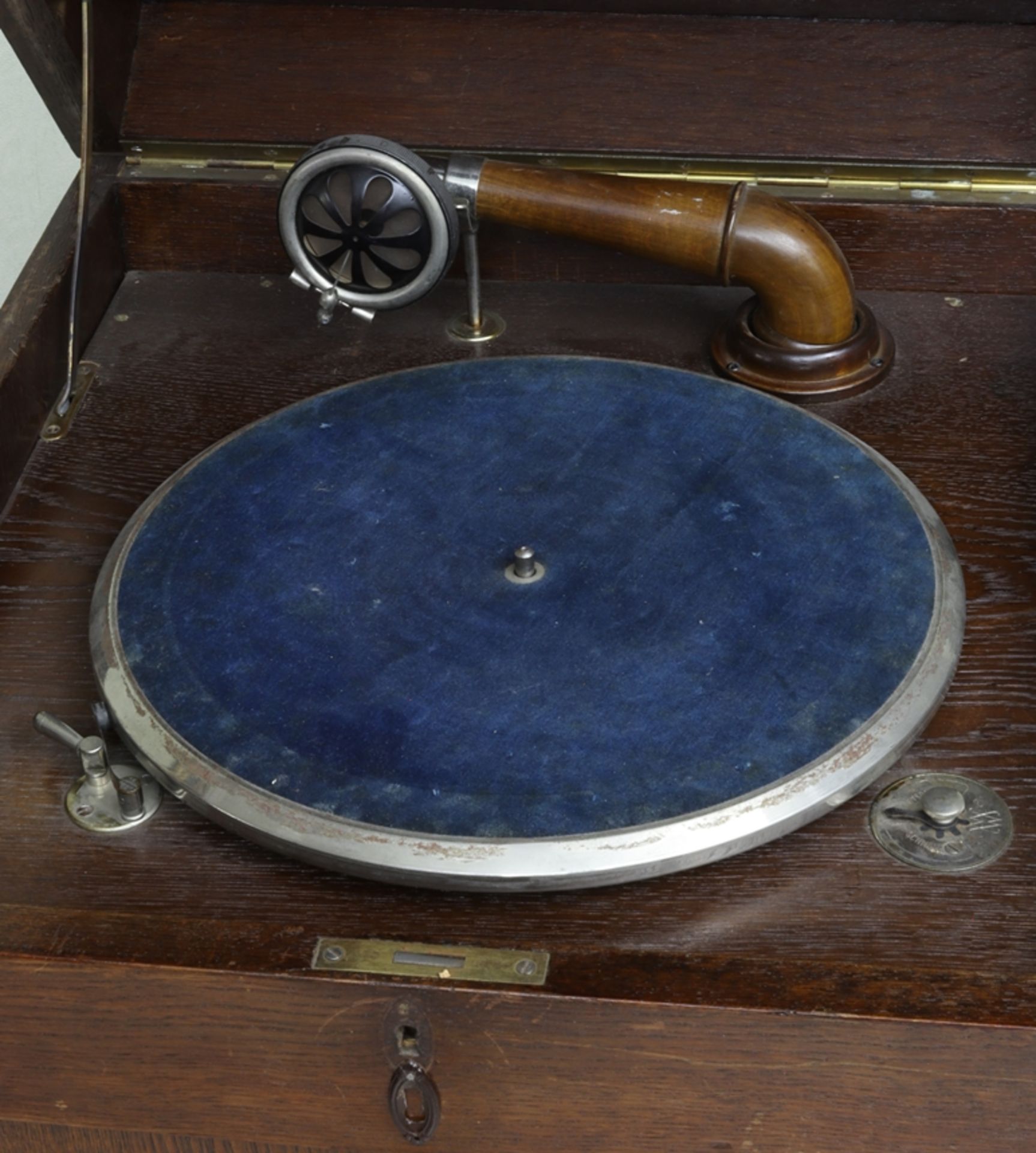 Stand gramophone, oak wood 1920s, German - Image 3 of 4