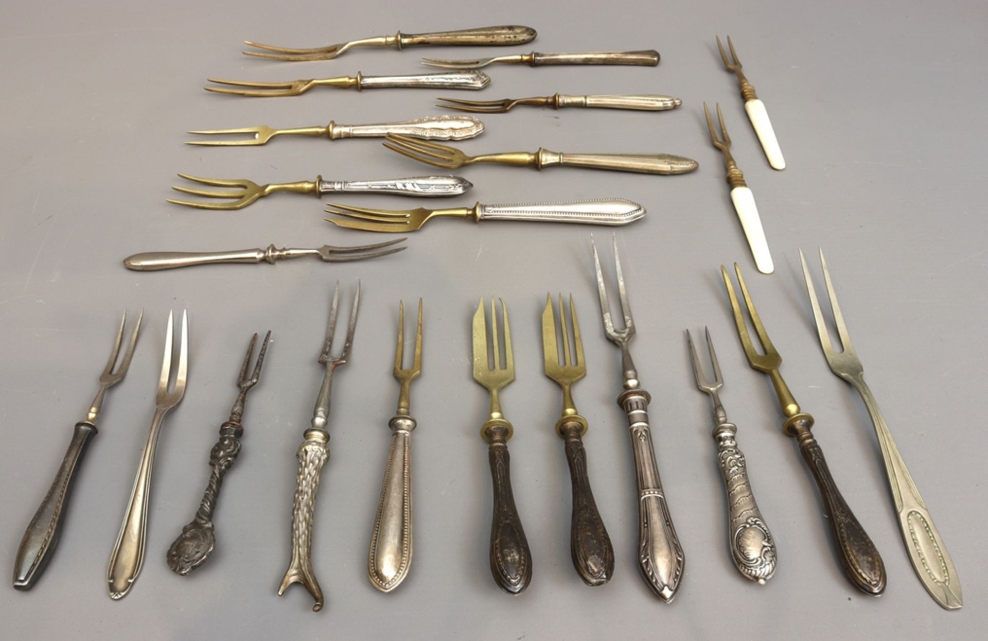 Lot of serving forks, Historism to 30s, German