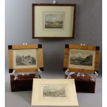 Copper engraving/steel engraving, views of Budweis, Haimburg, Breslau and Heidelberg 19th/20th cent