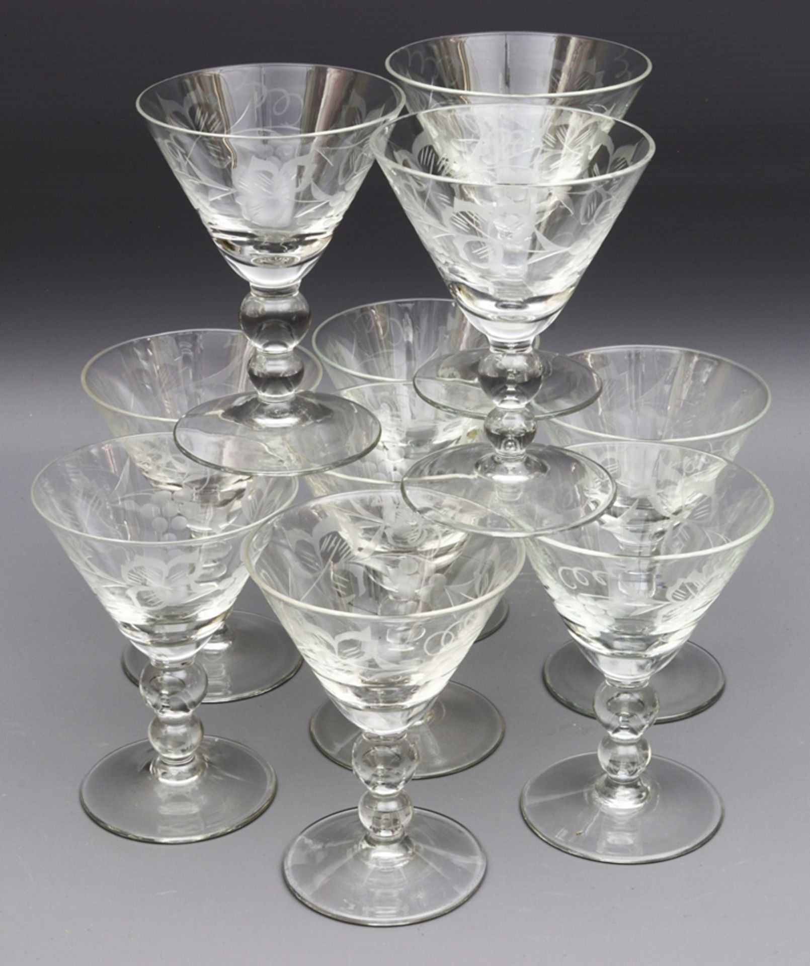 Set of 10 sweet wine glasses, Historism before 1900, German
