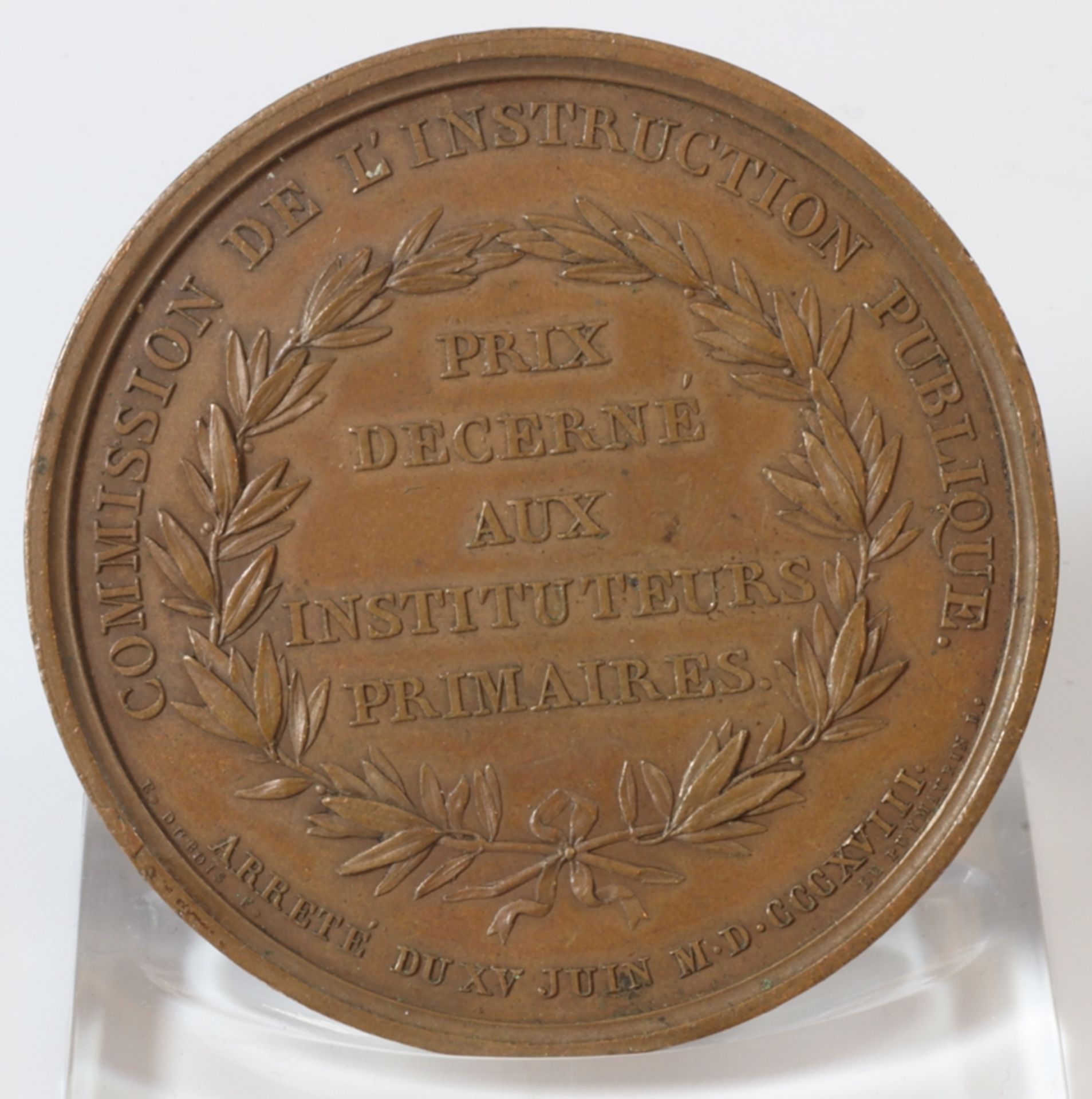 Bronze medal, Louis the 18th Roi de France, 19th century - Image 2 of 2