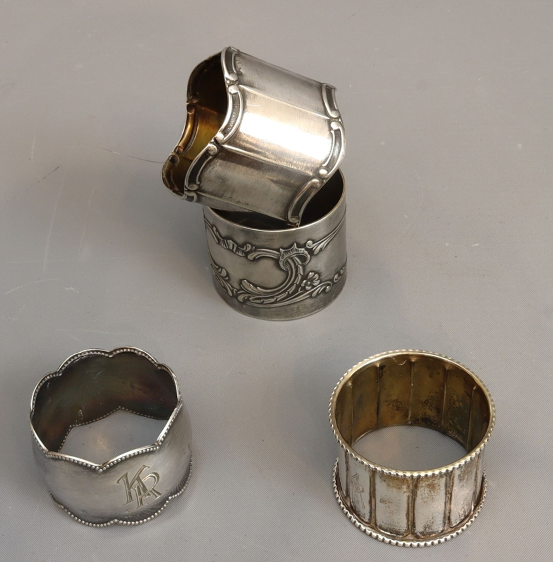 Lot of silver napkin rings, Historism to 30s, German - Image 2 of 4