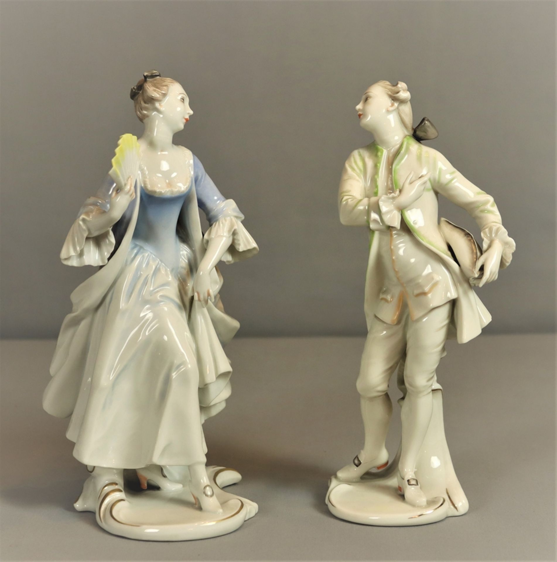 Pair of Rosenthal porcelain figures, gallant rococo couple, 20th century, German