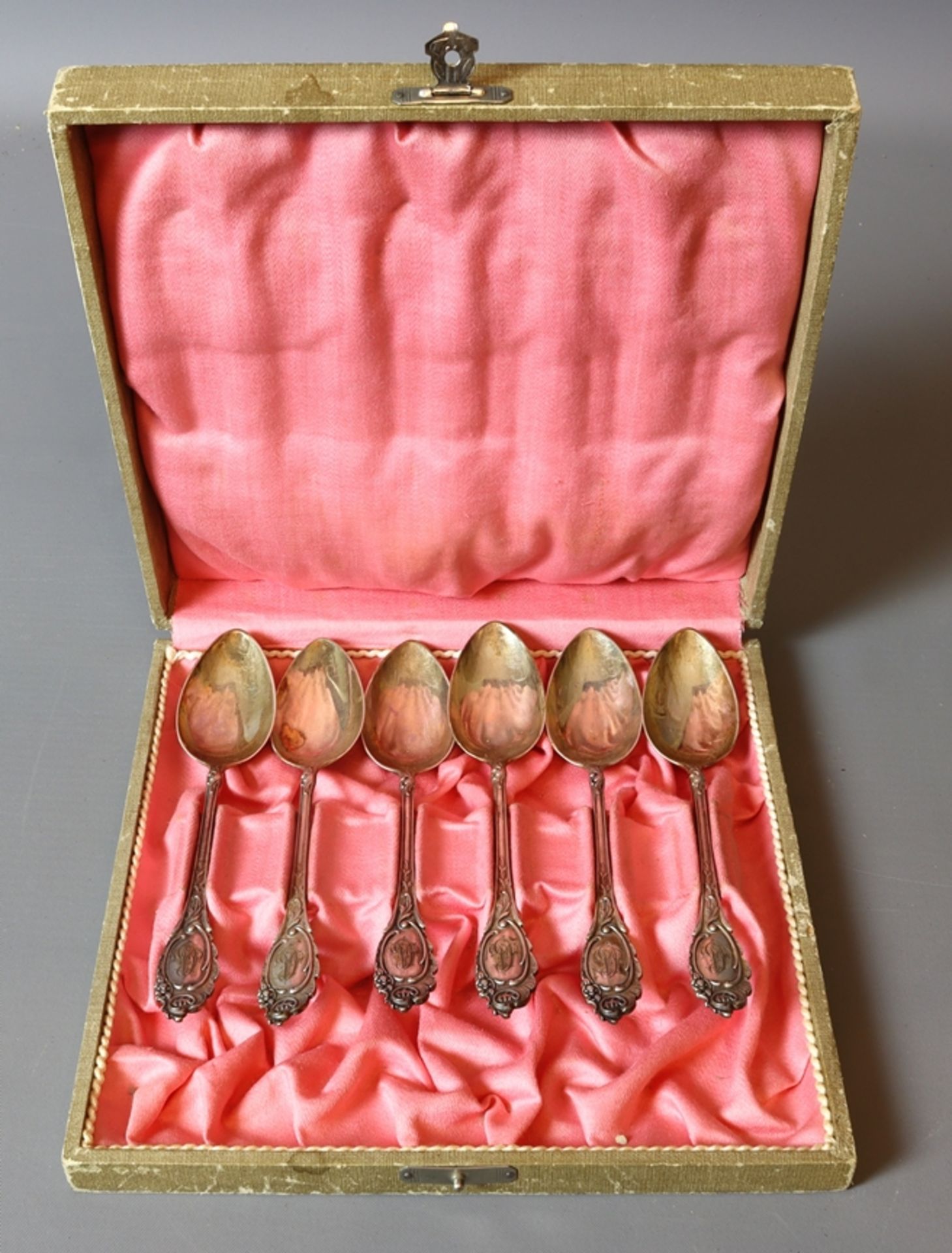 6 silver coffee spoons, Historism circa 1880, German