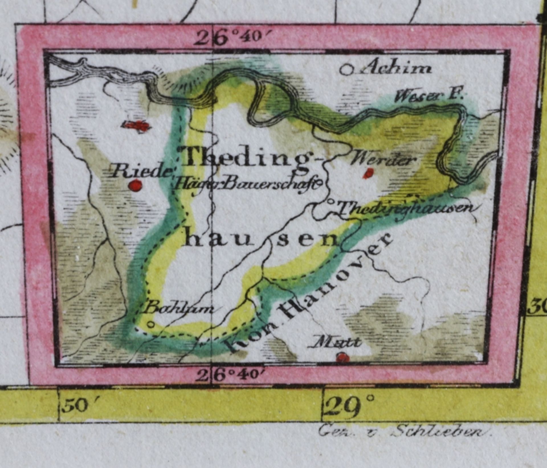 Coloured engraving of the 18th century, map of the Duchy of Brunswick. - Image 4 of 4