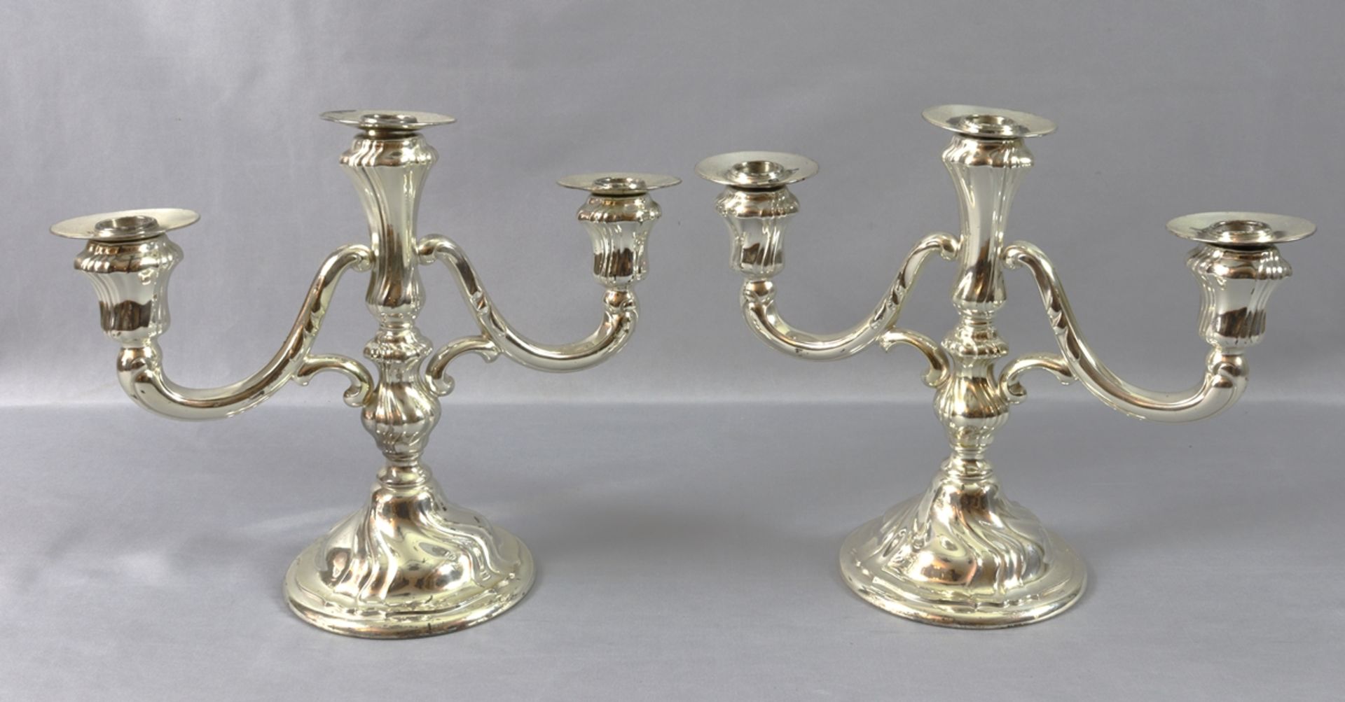 Pair of table candlesticks, English of the 20/30s of the 20th century.