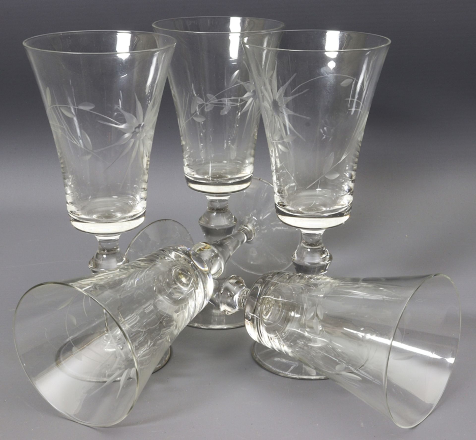 Set - five champagne flutes, early 20th c., German - Image 2 of 3