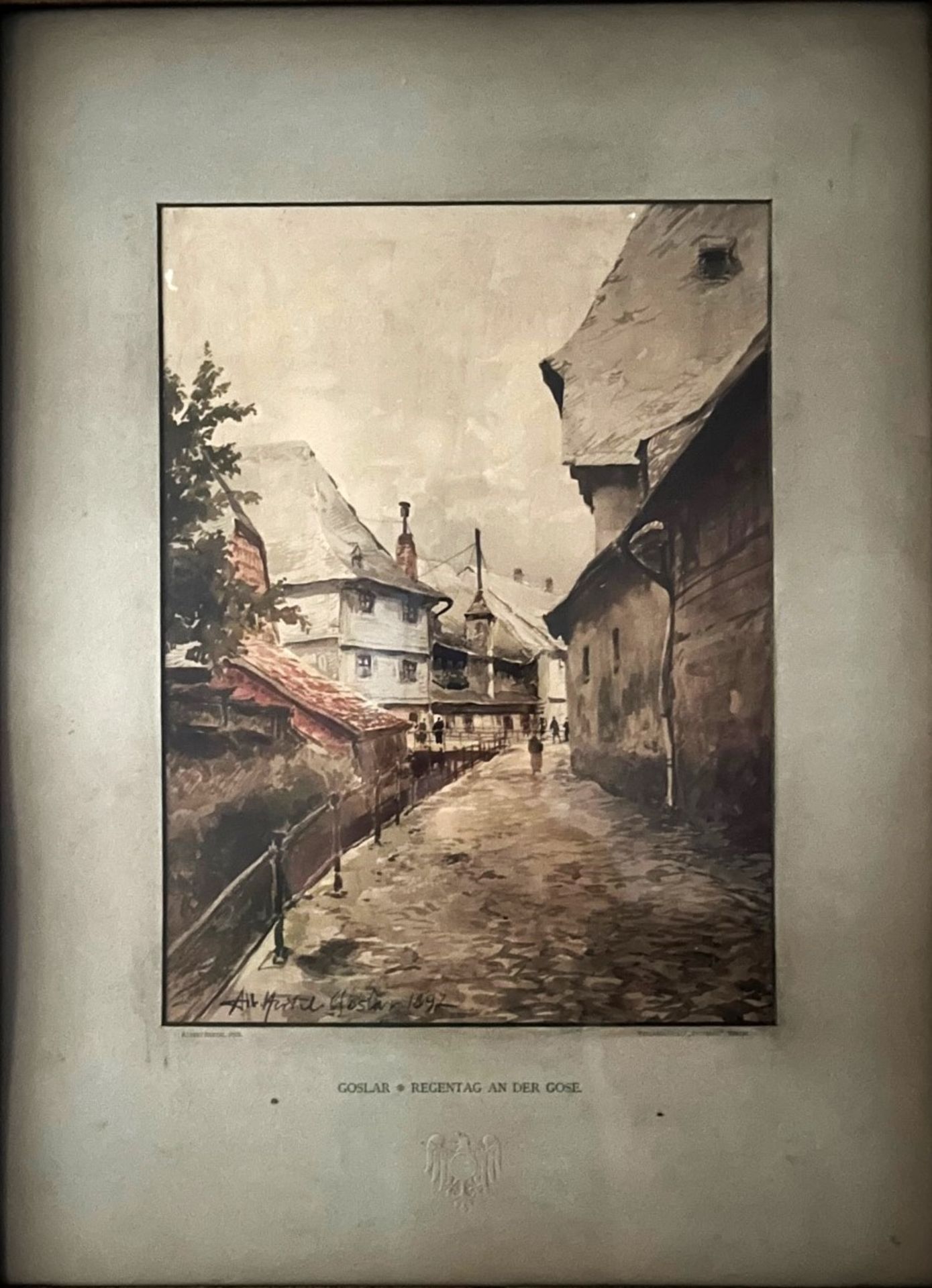 Farblithografie, Goslar-Regentag an der Gose, Ende 19. Jh. - Anfang des 20. Jh., deutsch