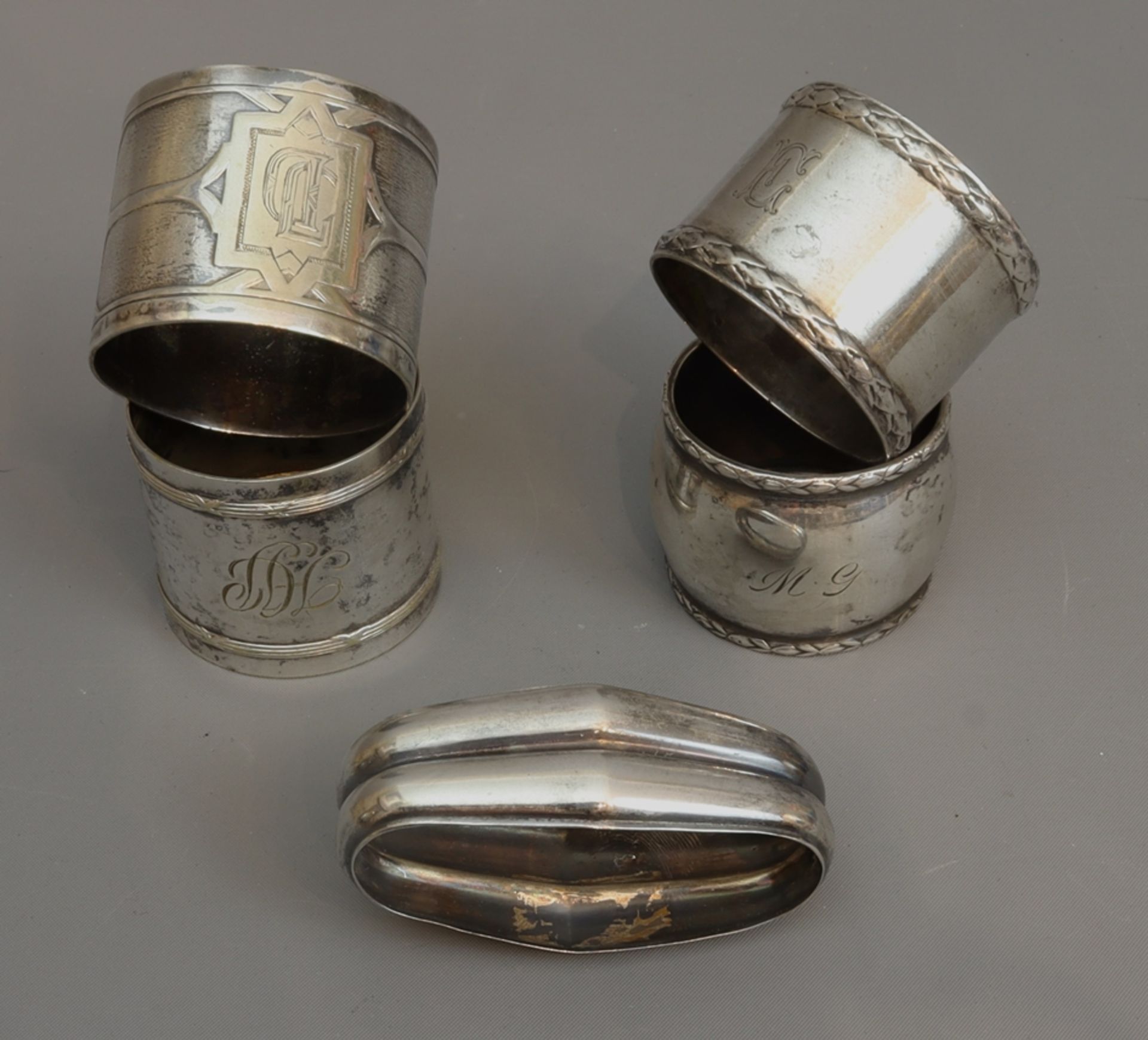 Lot of silver napkin rings, Historism to 30s, German - Image 4 of 4