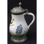 Pear jug with pewter lid, probably Historicism circa 1900, Lower Austria