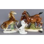 Lot of three horse figures, 30s - 50s, German