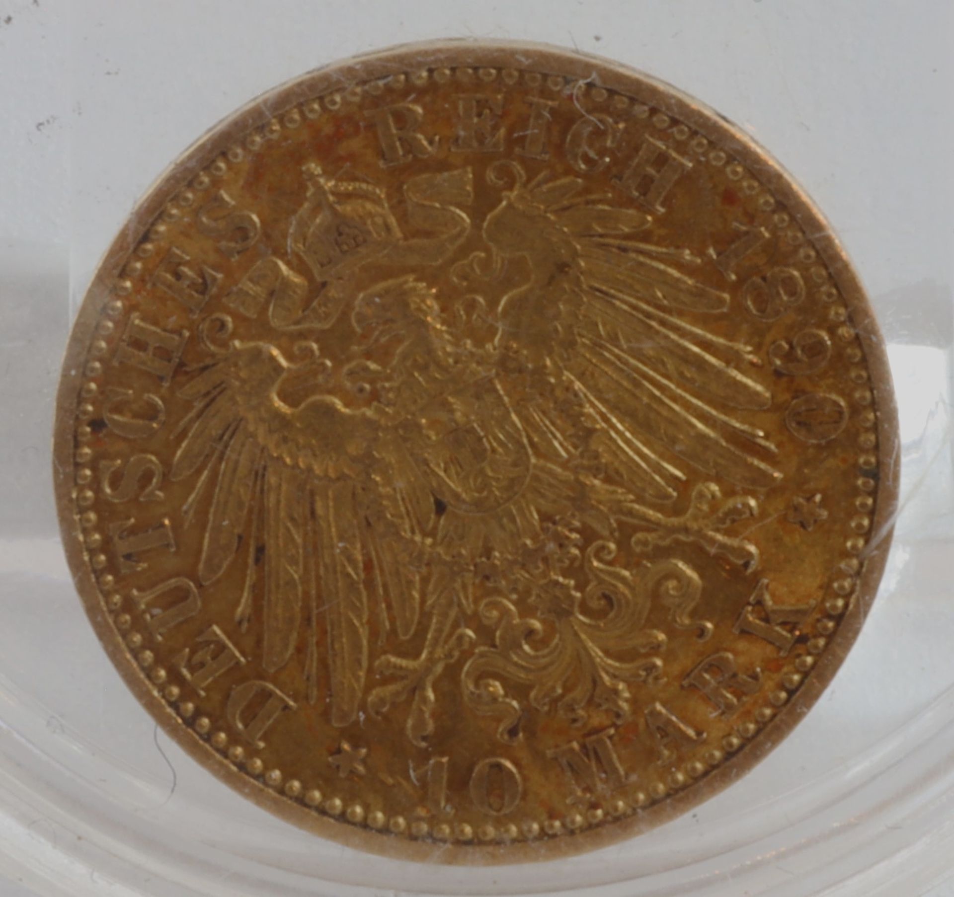 Gold coin 10 Mark German Reich, year 1890