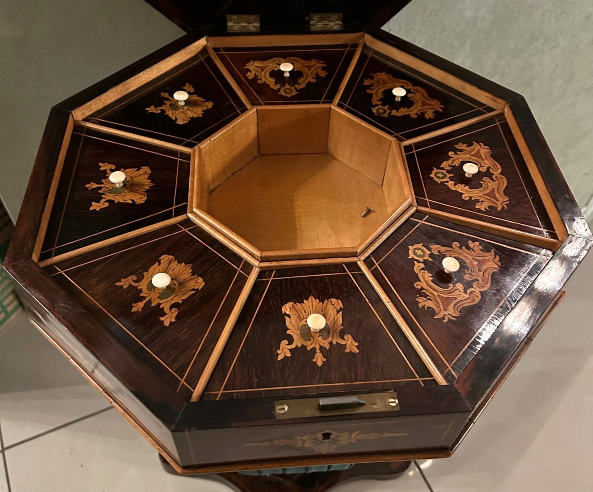High stately Biedermeier sewing table circa 1830, North German - Image 4 of 5