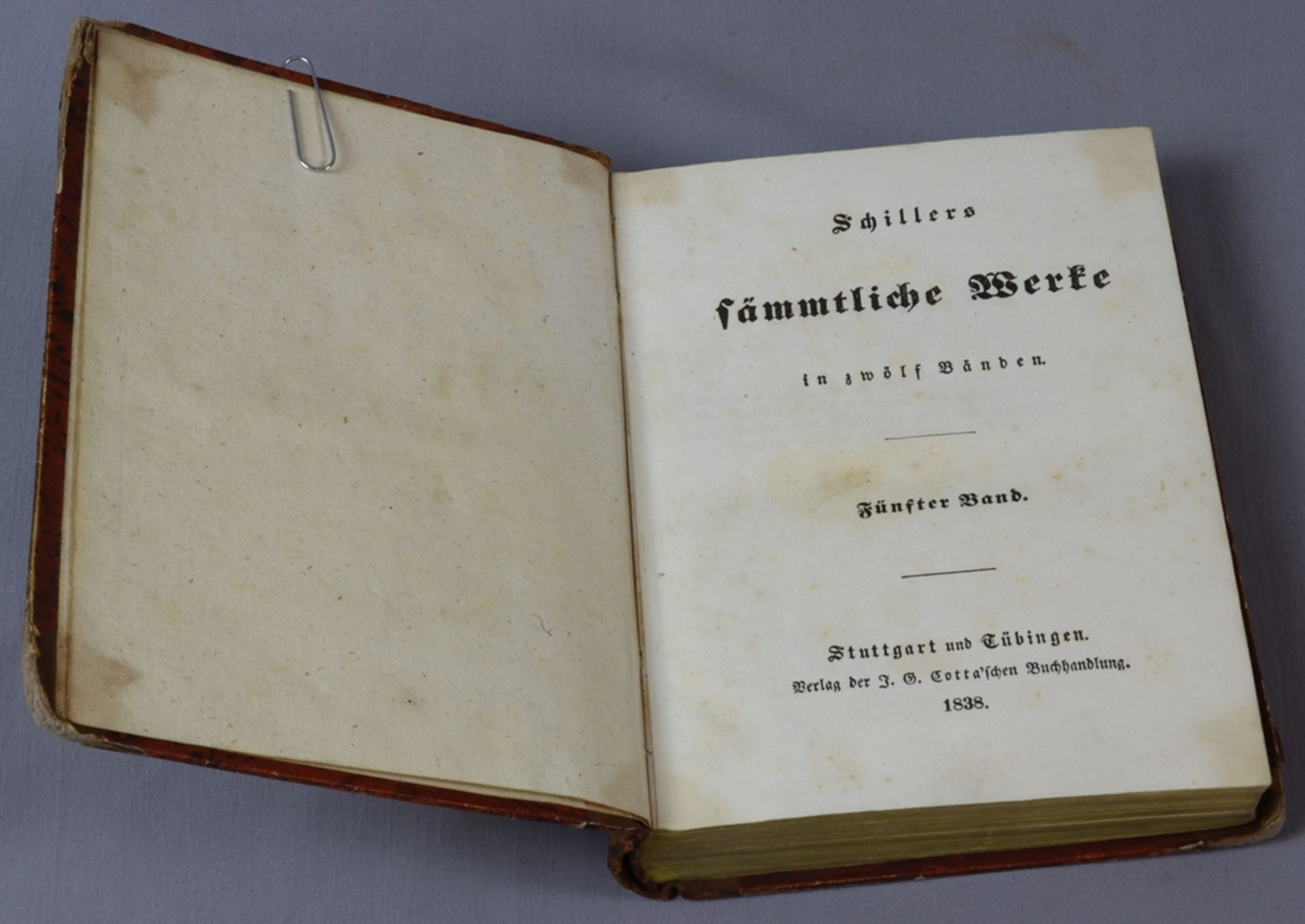 "Schillers sämtliche Werke in zwölf Bänden", unvollst. (Volumes 1 to 11) 1838 - Image 2 of 3