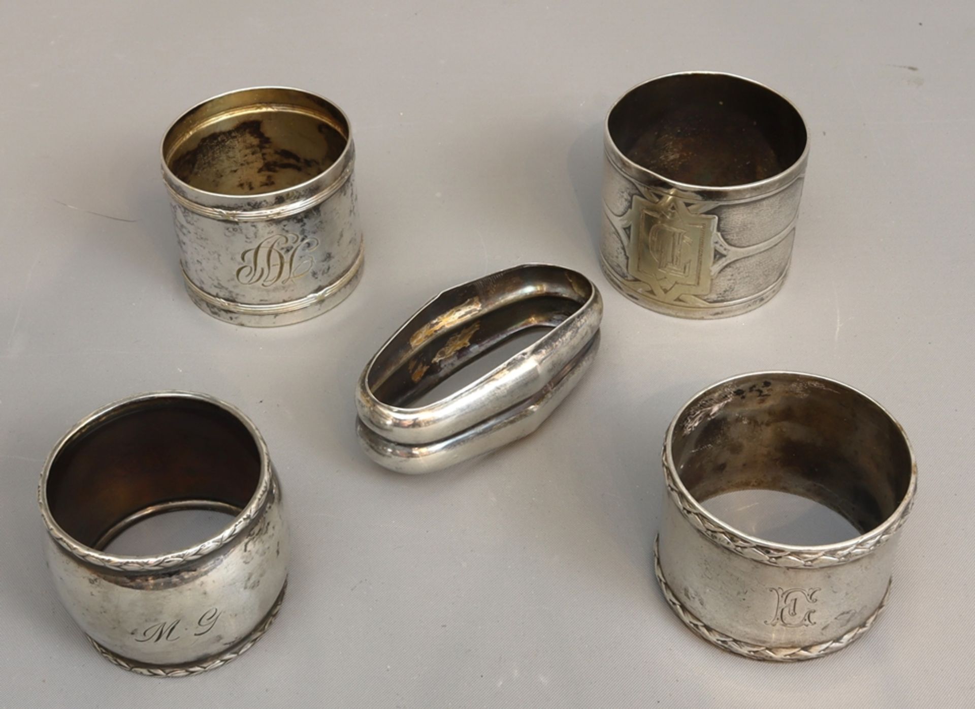 Lot of silver napkin rings, Historism to 30s, German - Image 3 of 4