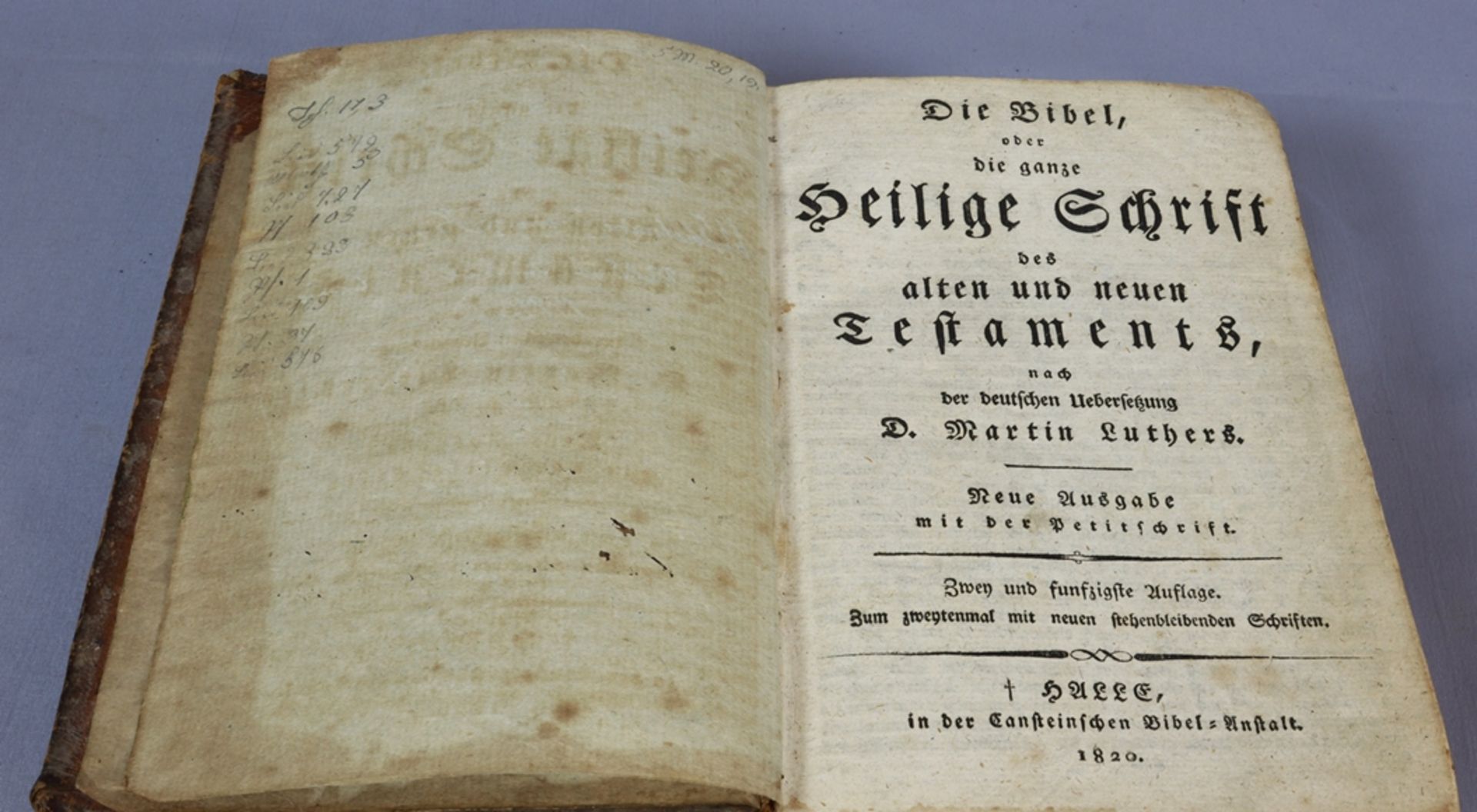 The Bible or the Whole Holy Scripture , Halle Cansteinschen Bibel-Anstalt 1820 - Image 2 of 3