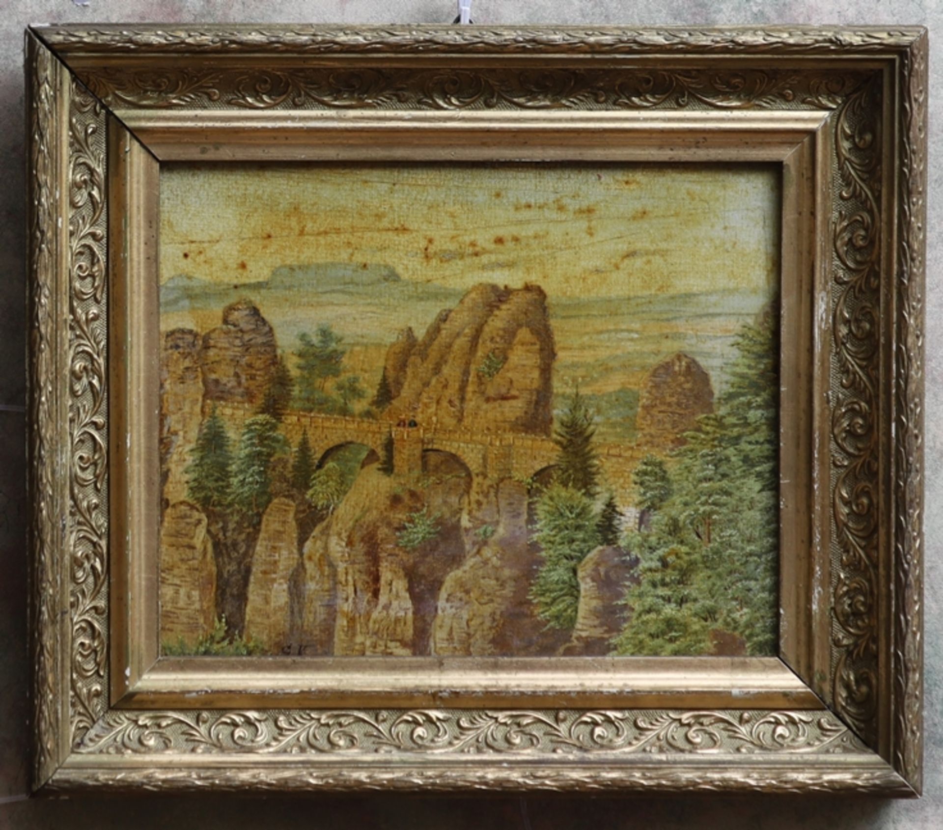 Gustav Kraul 1879- 1965, Sächsische Schweiz mit Blick zur sogen. Bastei - Bild 2 aus 3