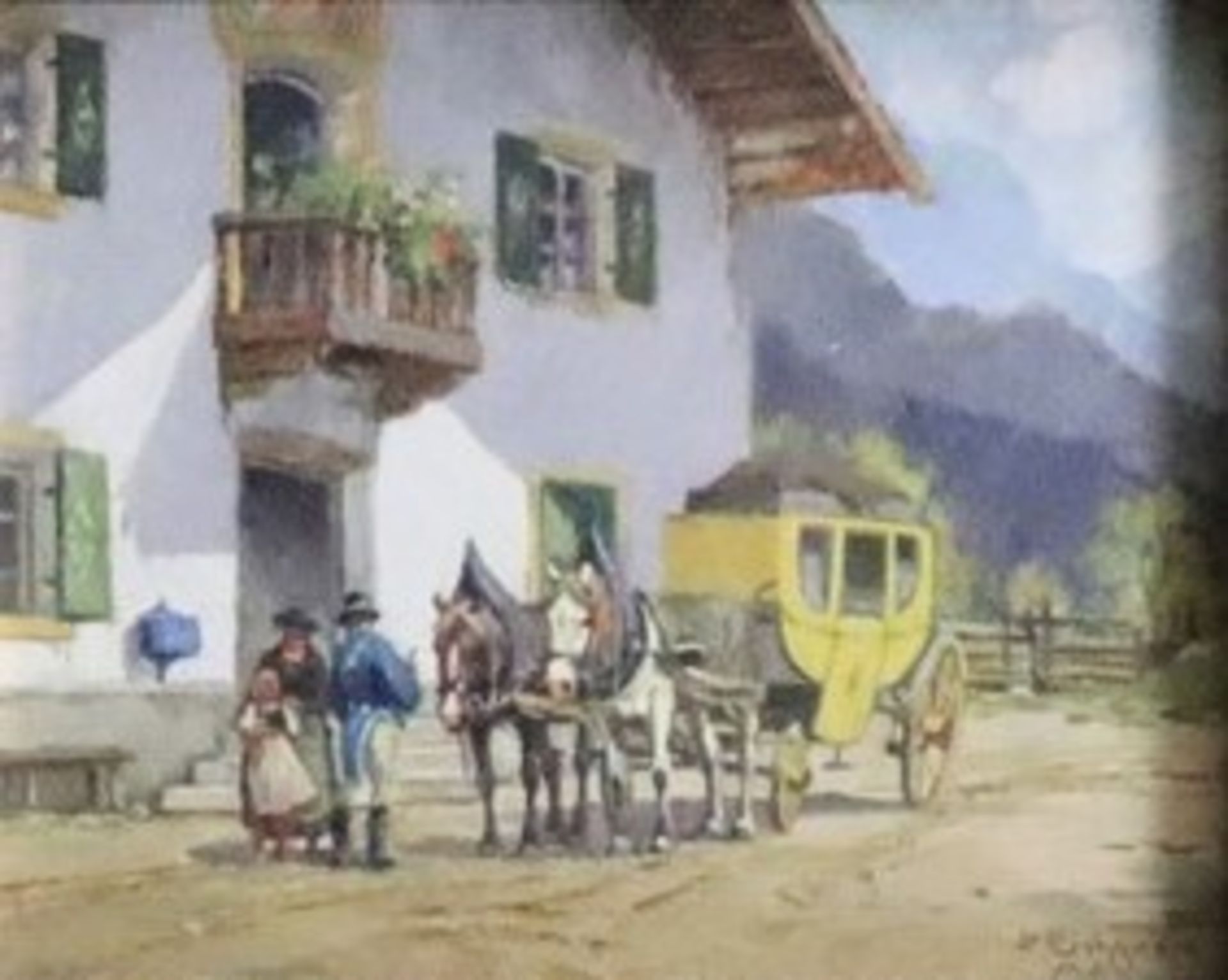 P. Eichhorn, 1877 Bamberg-1940 Munich, stagecoach with staffages 20th century