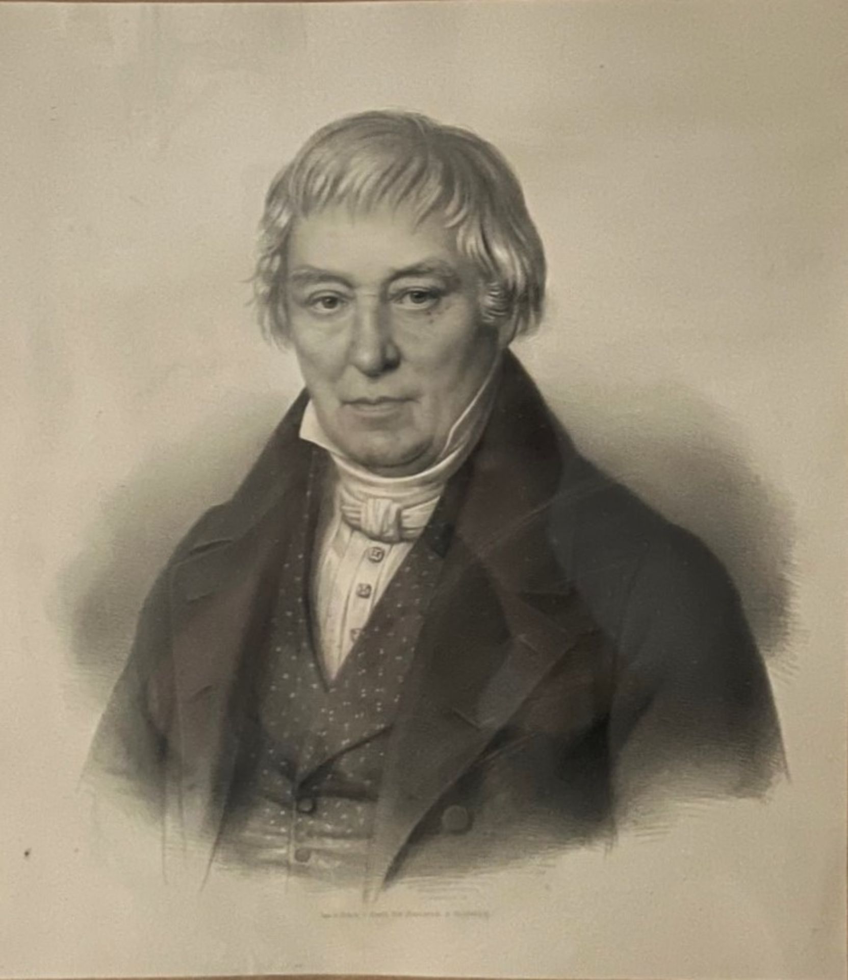 Lithografie, Biedermeier Porträt eines Mannes, mitteldeutsch 1830-40