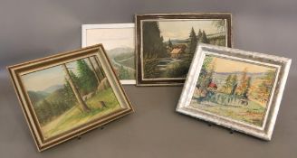 Deutsche Landschaftsmaler des 20. Jh., Lot von 4 Harzgemälden