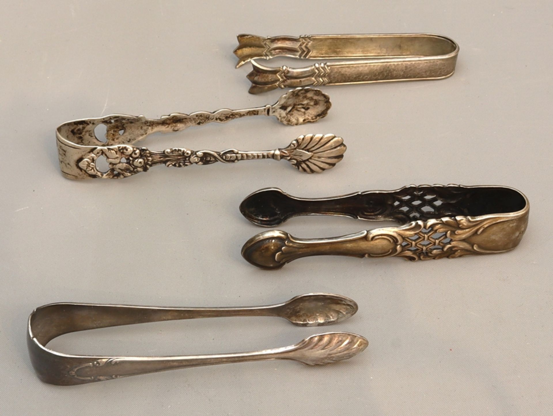 Silver sugar tongs of various types, early to mid 20th c., German - Image 3 of 3