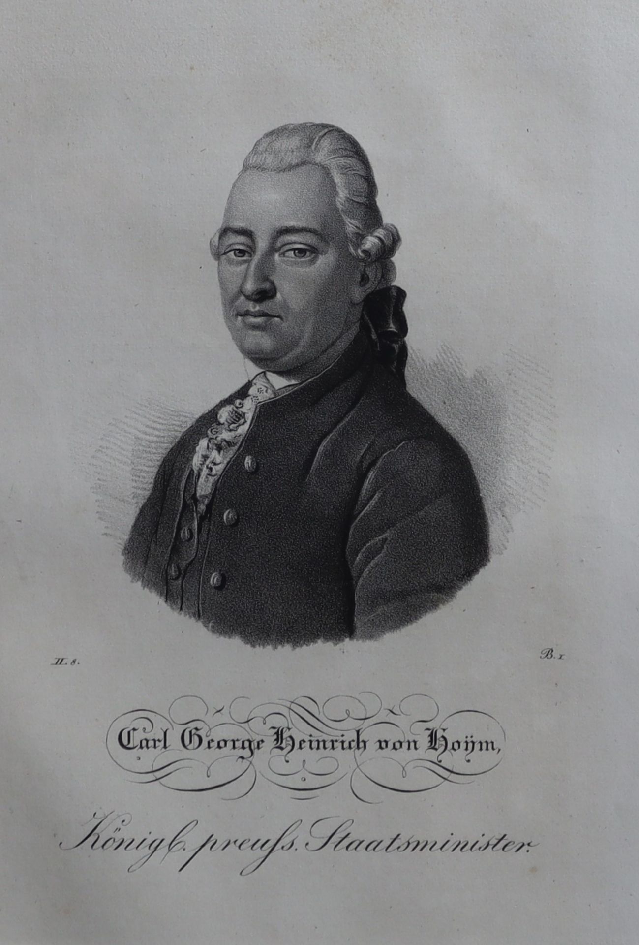 Lithografie aus Borussia 1839, "Carl George Heinrich von Hoym, Königl. preuss. Staatsminister"