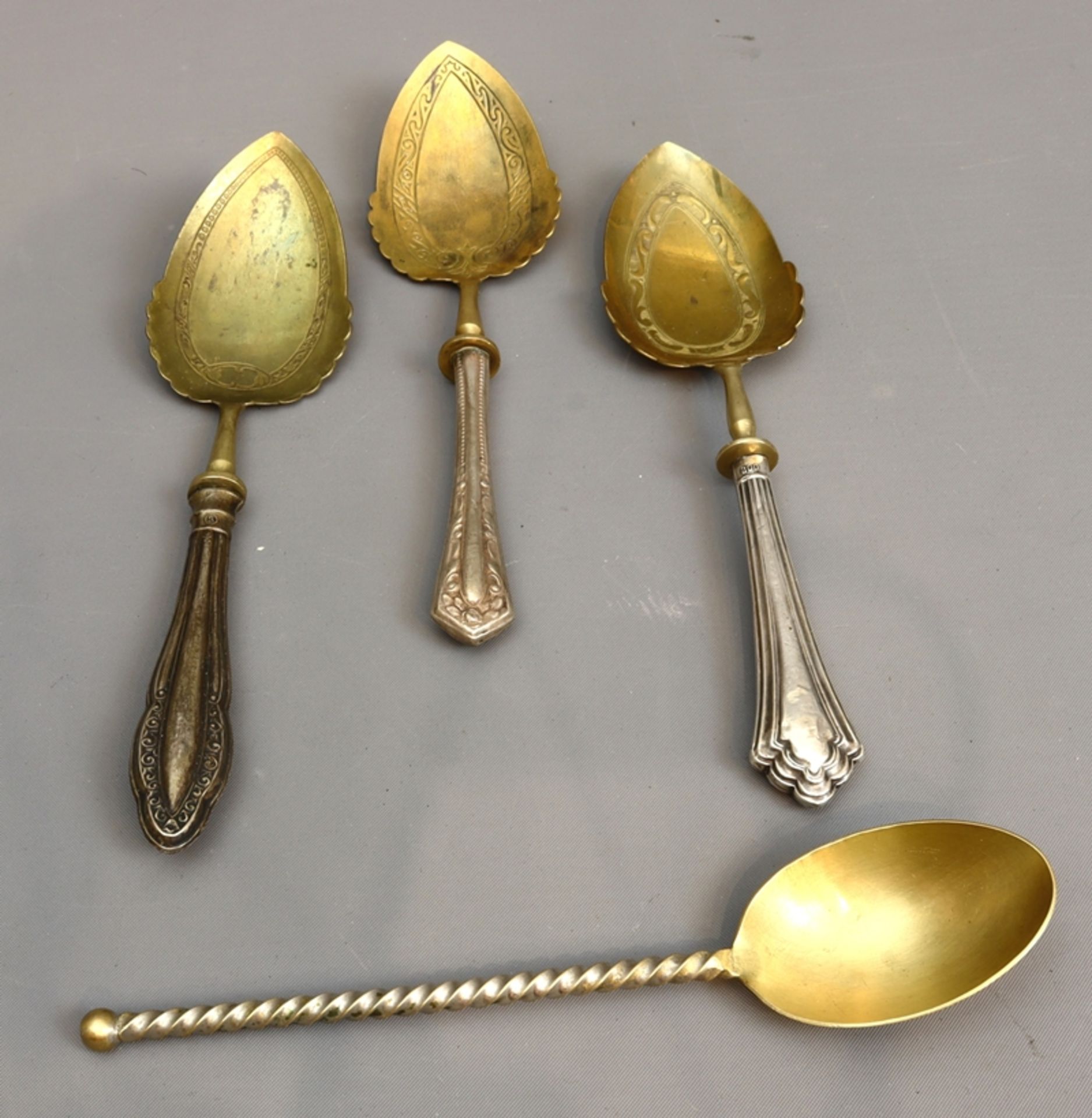Lot of serving spoons of different kind, Historism till 20s, German - Image 2 of 3