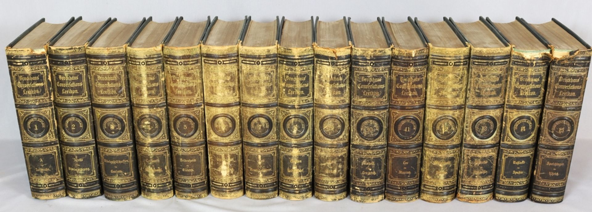 Brockhaus Conversations - Lexikon, 15 volumes, incomplete, 19th century