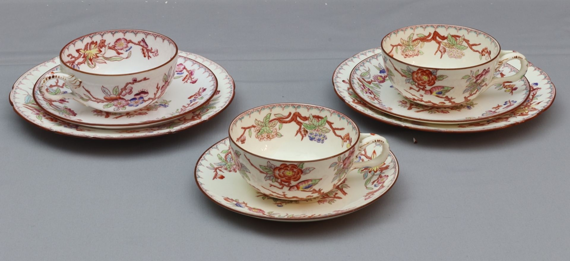 Three charming coffee sets, probably from France at the end of the 19th century. 