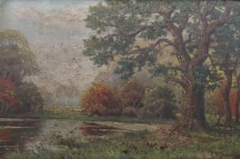 H.W.Sörensen 1882-1962 , Landschaftsgemälde, Blick in einen Park