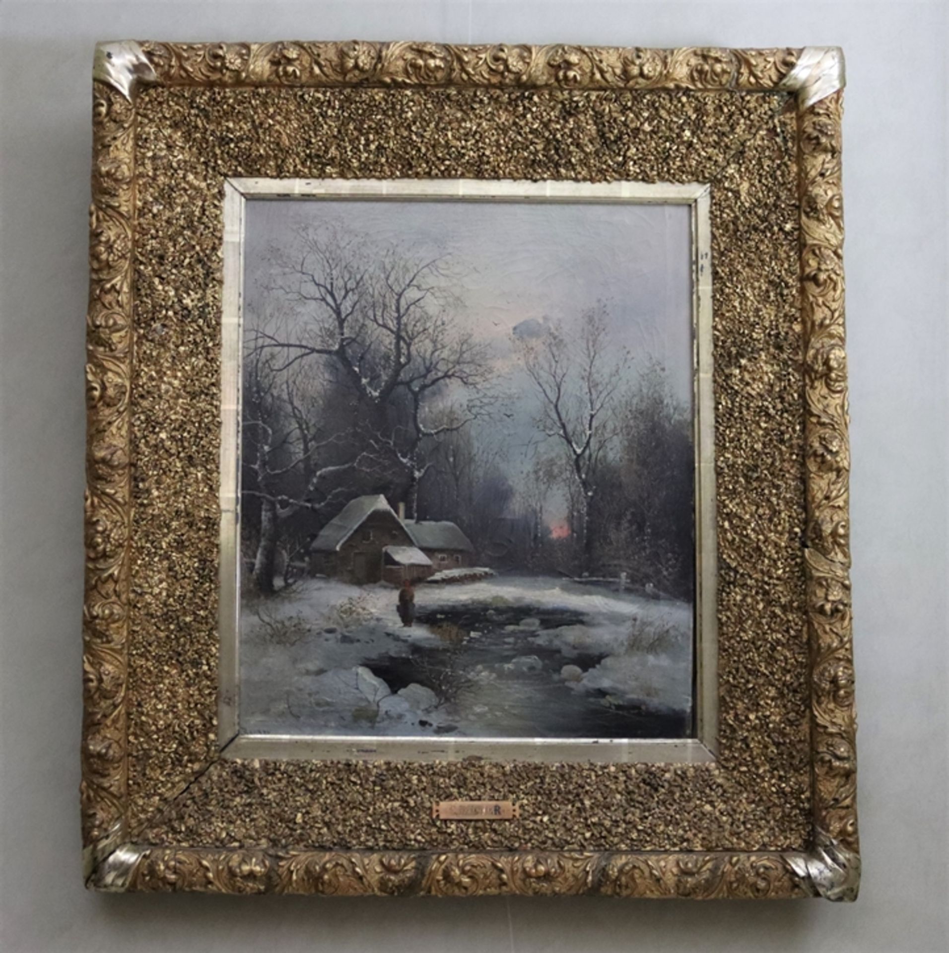 Rieder als pseudonym für Anton Pick 1840-1905, Winterlandschaft mit Bach - Bild 2 aus 4