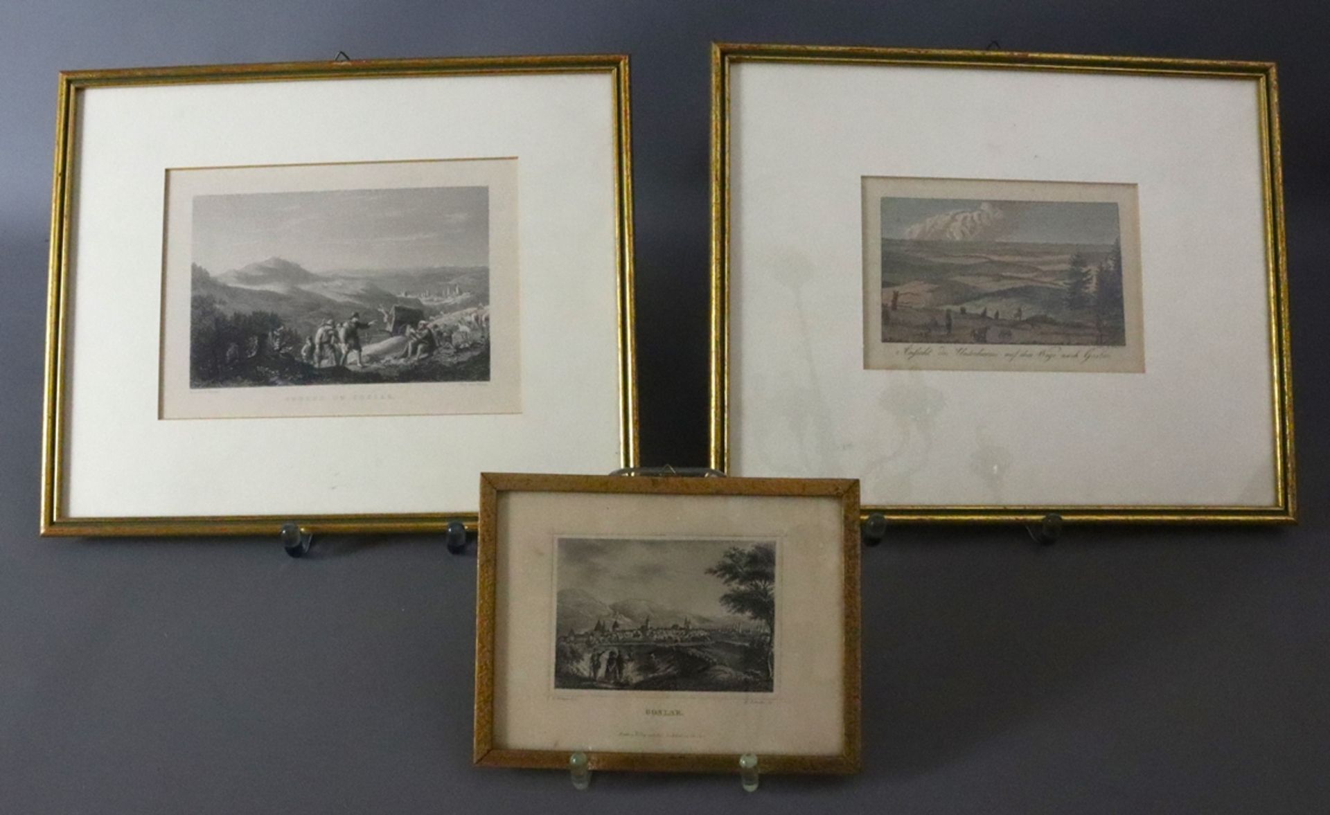 Coloured copper engraving and others with views of Goslar, 19th century, German