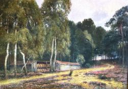 Paul Kalben 1938, Blühende Heide am Waldesrand