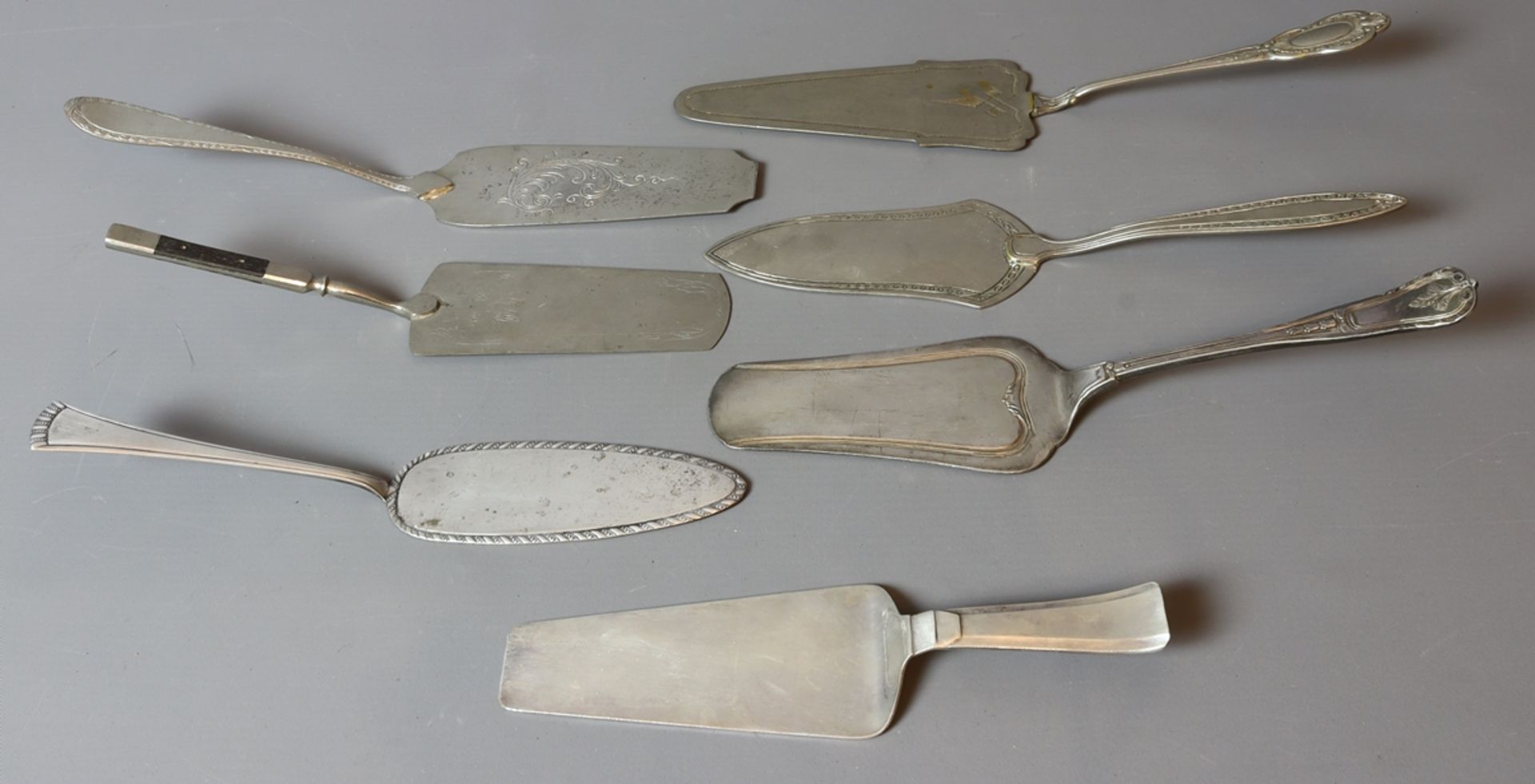 Lot - 7 different cake servers, first third of the 20th century, German