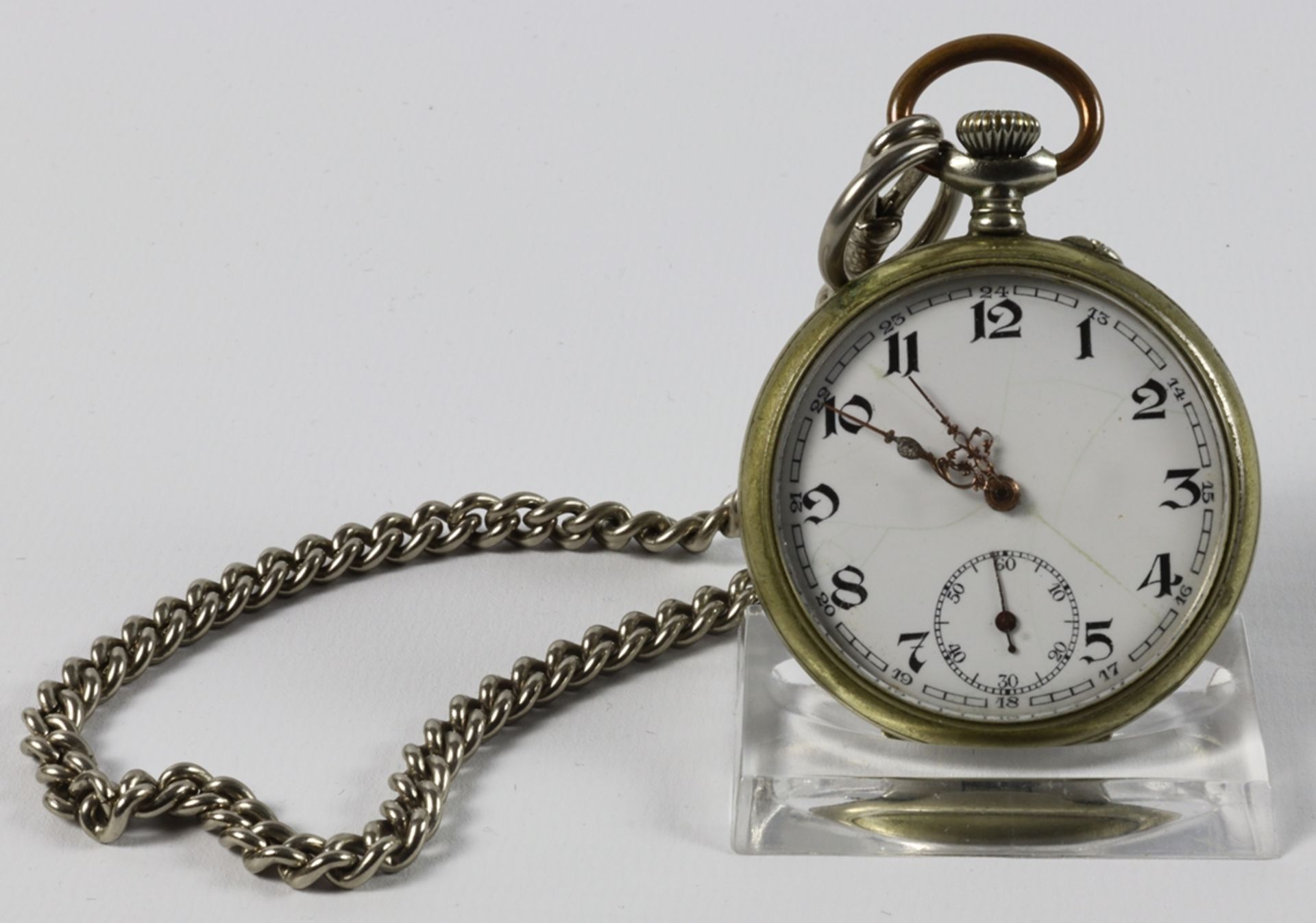 Silver gentleman's pocket watch with chain, historicism 1900 - 1920, German