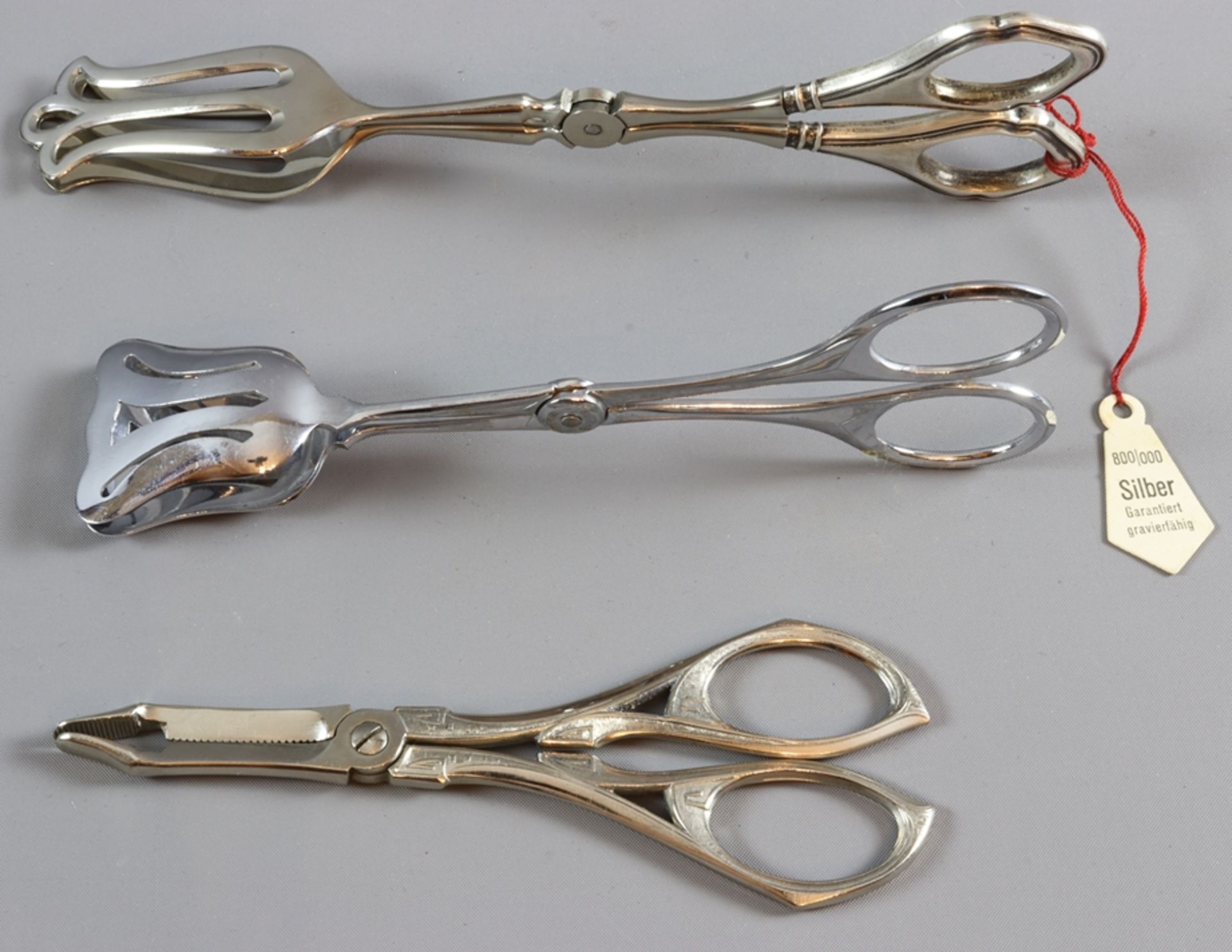 Silver pastry tongs and others, Historism 1900 - 1920, German - Image 2 of 3