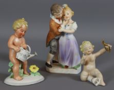 Biskuit-Porzellanfiguren verschiedener Art, Liebespaar und anderes, Anfang des 20. Jh., deutsch