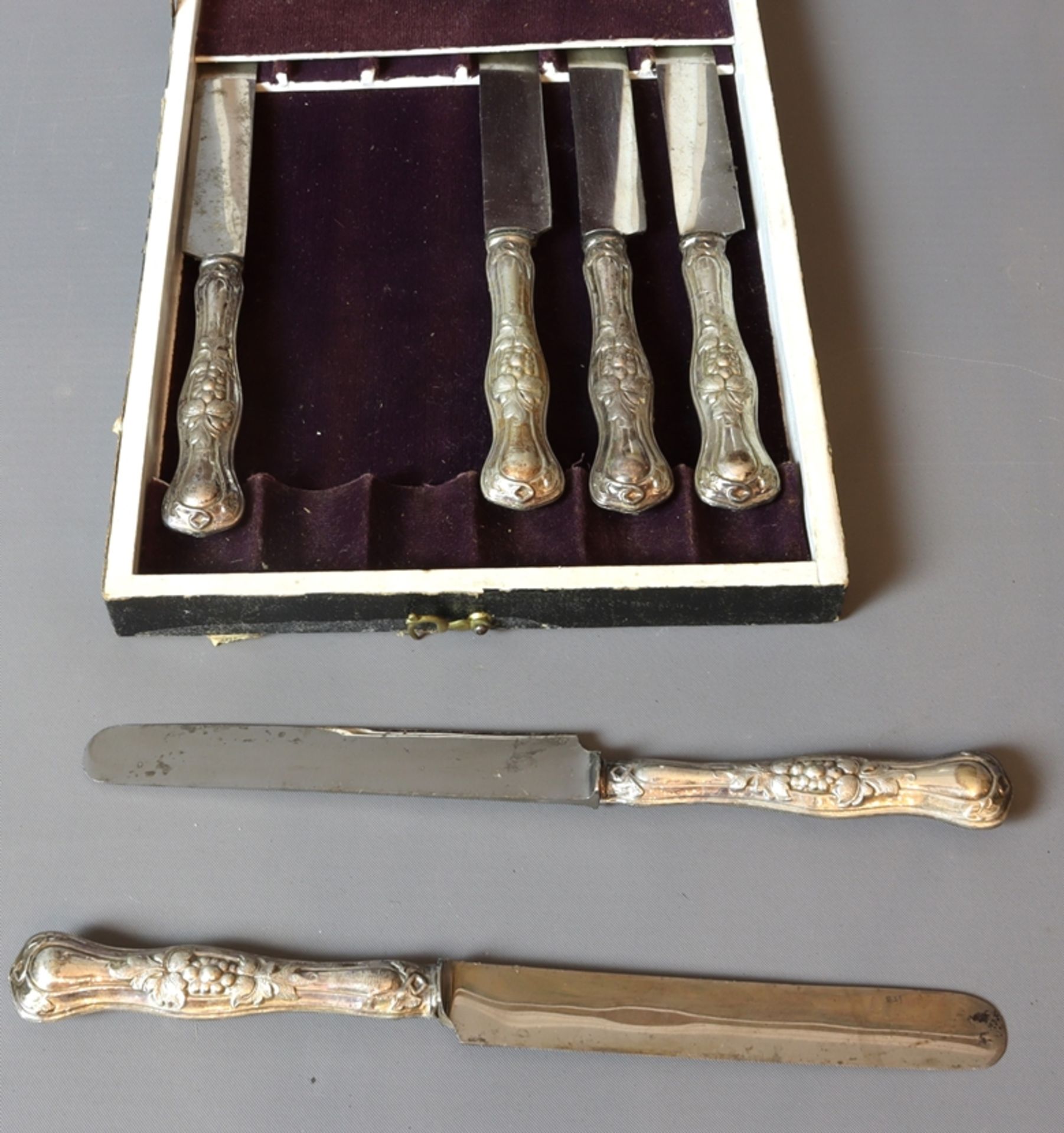 6 silver fruit knives, Historism circa 1880-1900, German - Image 2 of 4