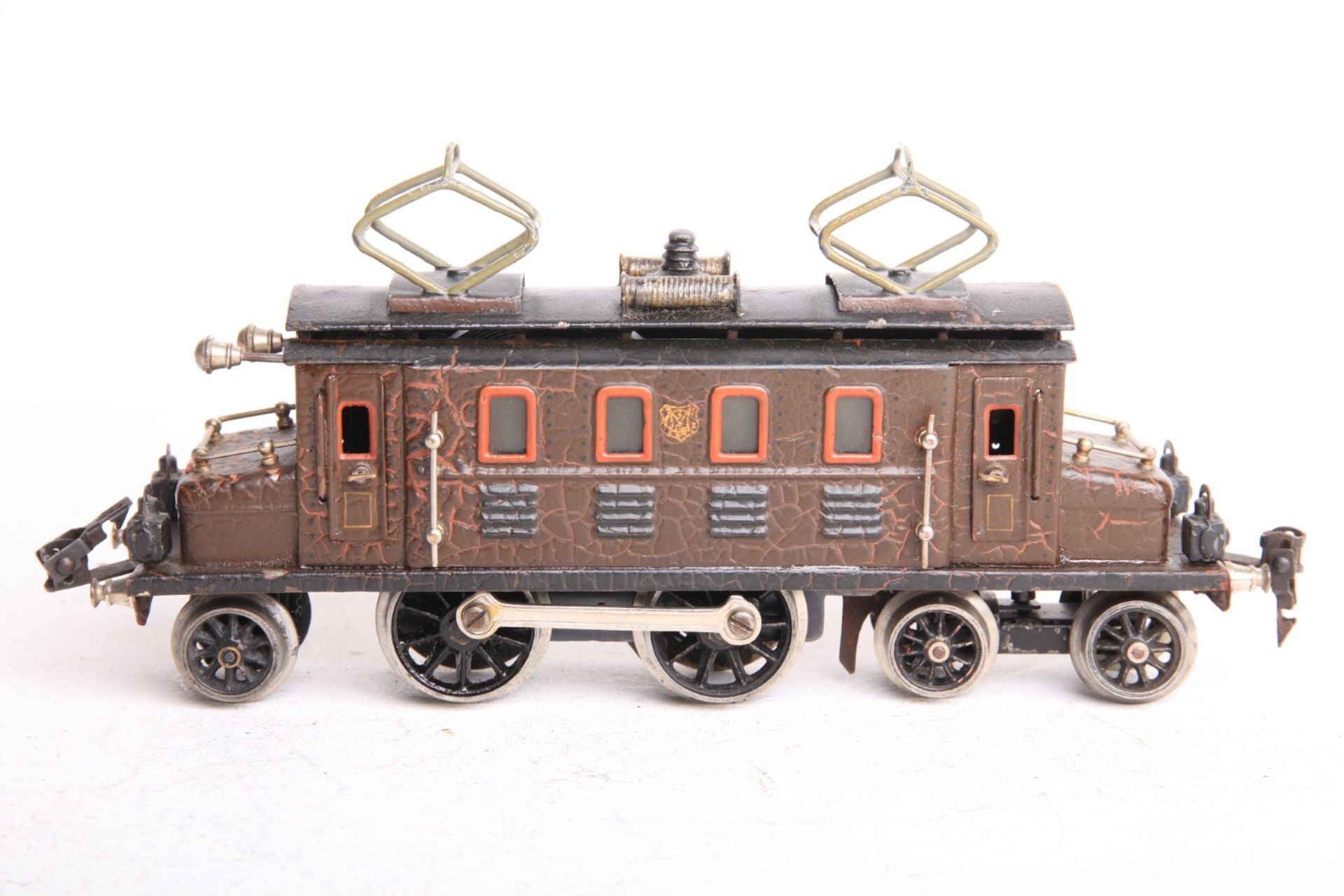 Märklin S 0, CS1020 1.Serie von 1927 mit beidseitige je 2 Stecklaternen. Braun handlackiert. Uhrwerk - Image 2 of 2