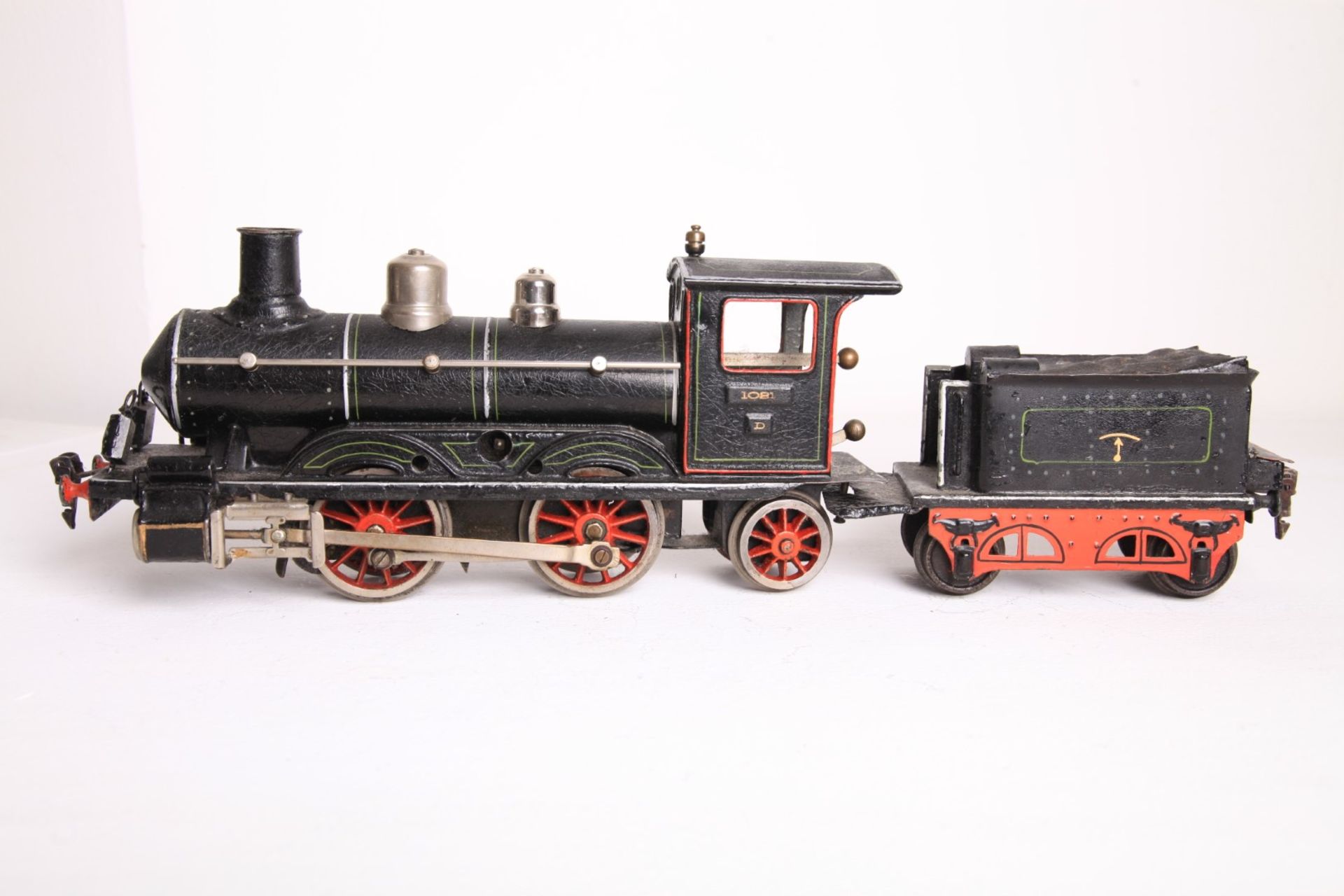 Märklin S 1, D1021 Dampflok mit Tender, Uhrwerk intakt, 1 Stirnlampe fehlt . L45cm Z2 - Bild 2 aus 2