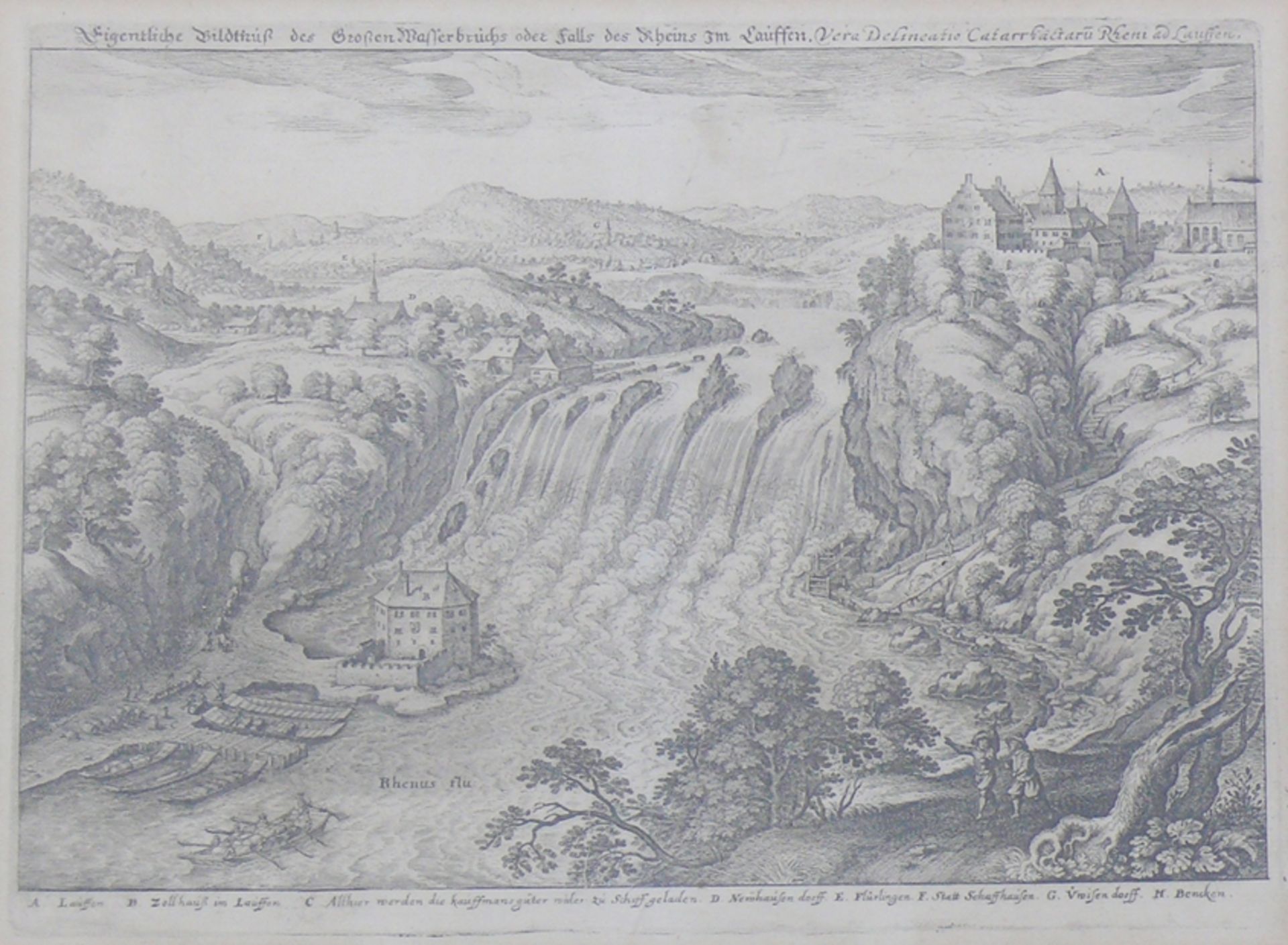 Rheinfall und Schloss Laufen (Math. Merian, um 1642) - Bild 2 aus 2