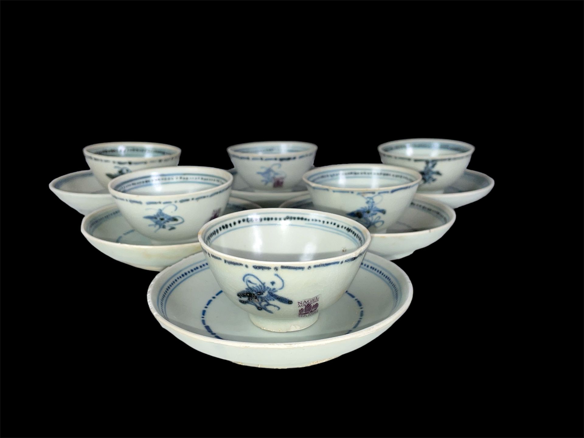 6 Teetassen mit Untertassen (China, um 1800)