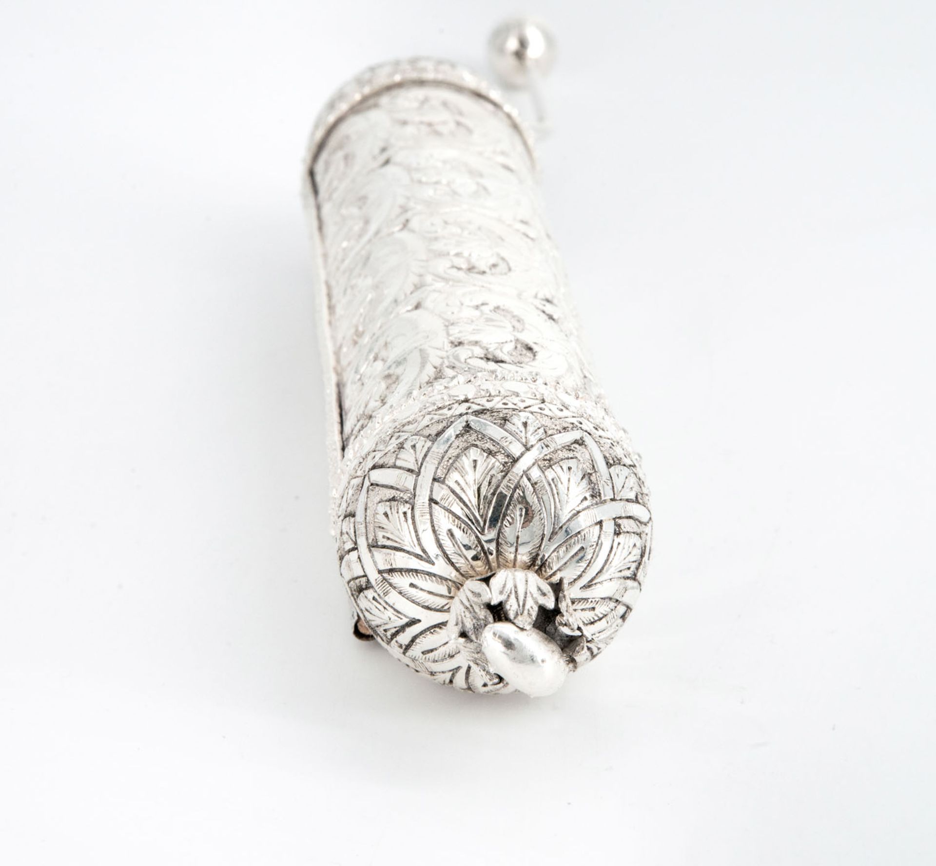 A Fine Balkan Silver Ester Scroll Case with Original Scroll on Parchment, 19th Century - Image 5 of 5