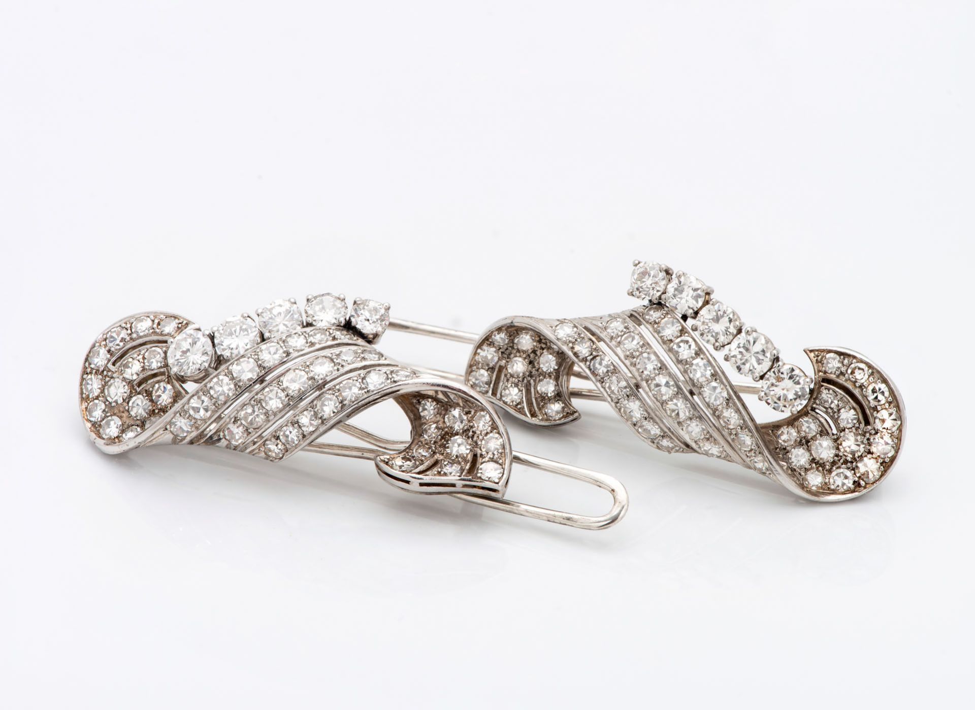 A Pair of Fine Art Deco Platinum and Diamond Hair Pins, France, Early 20th Cetnury - Image 2 of 3
